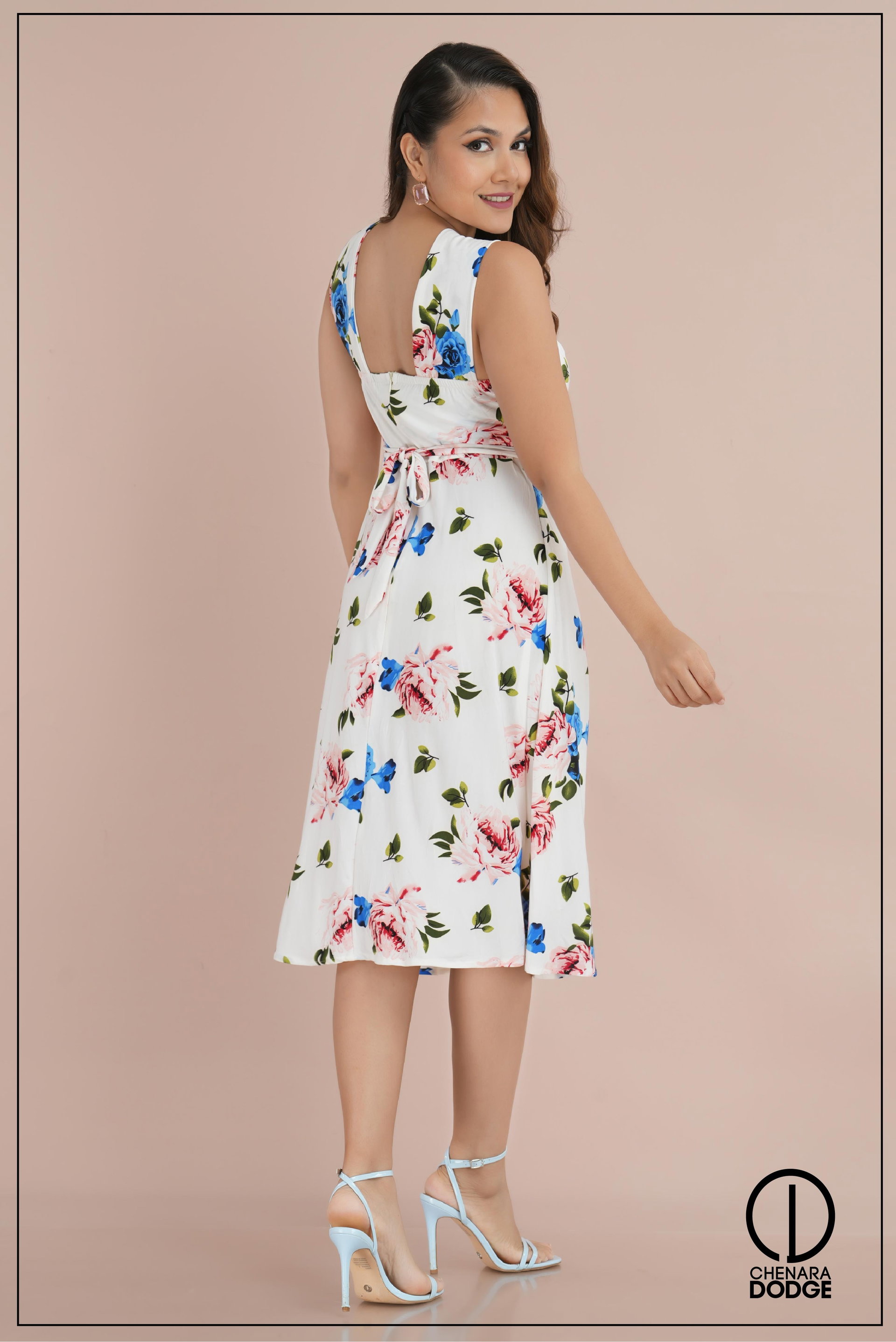 EMERY RUCHED CROSS-NECK MIDI DRESS-UK8