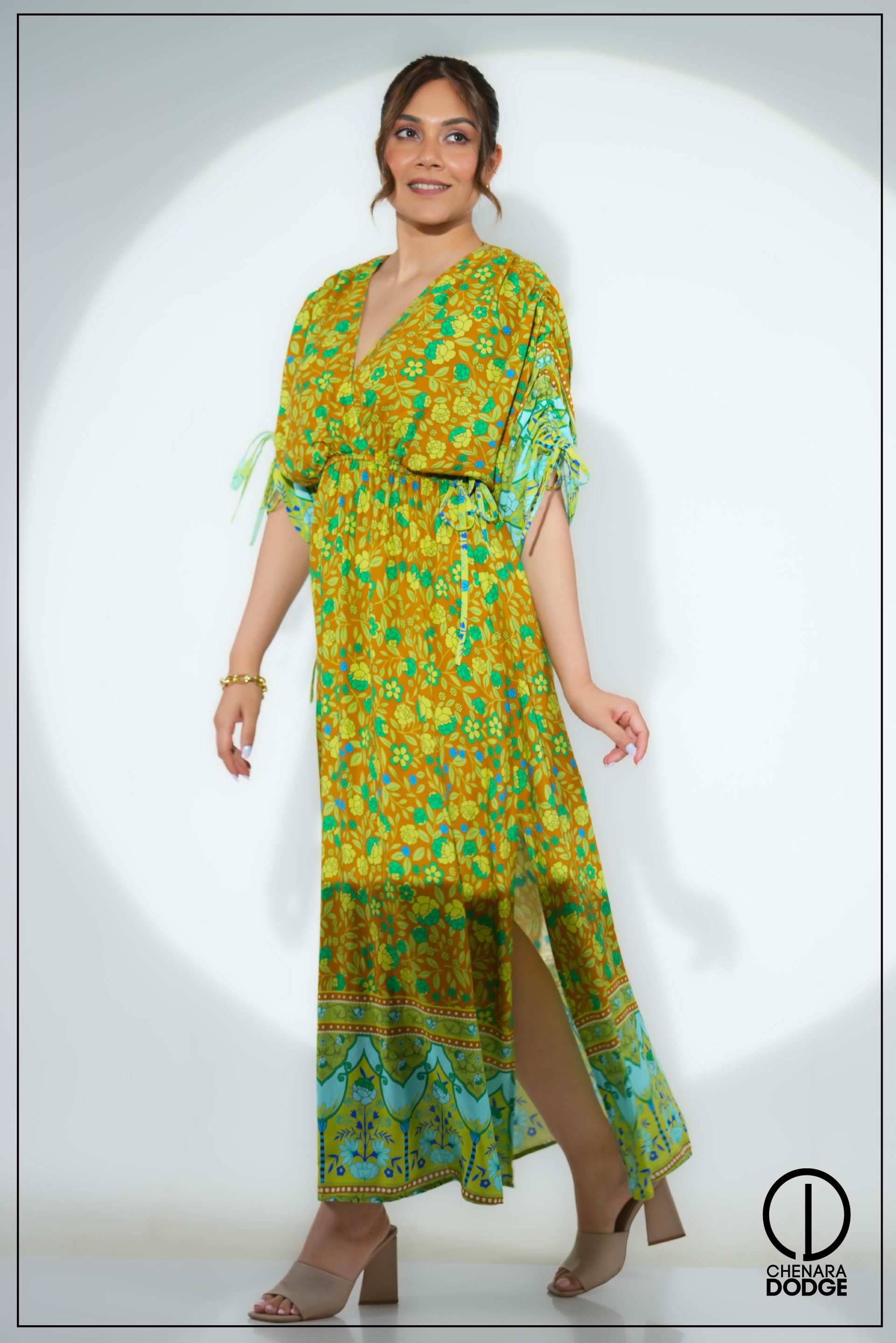 EMILY RUCHED SLEEVE MAXI DRESS