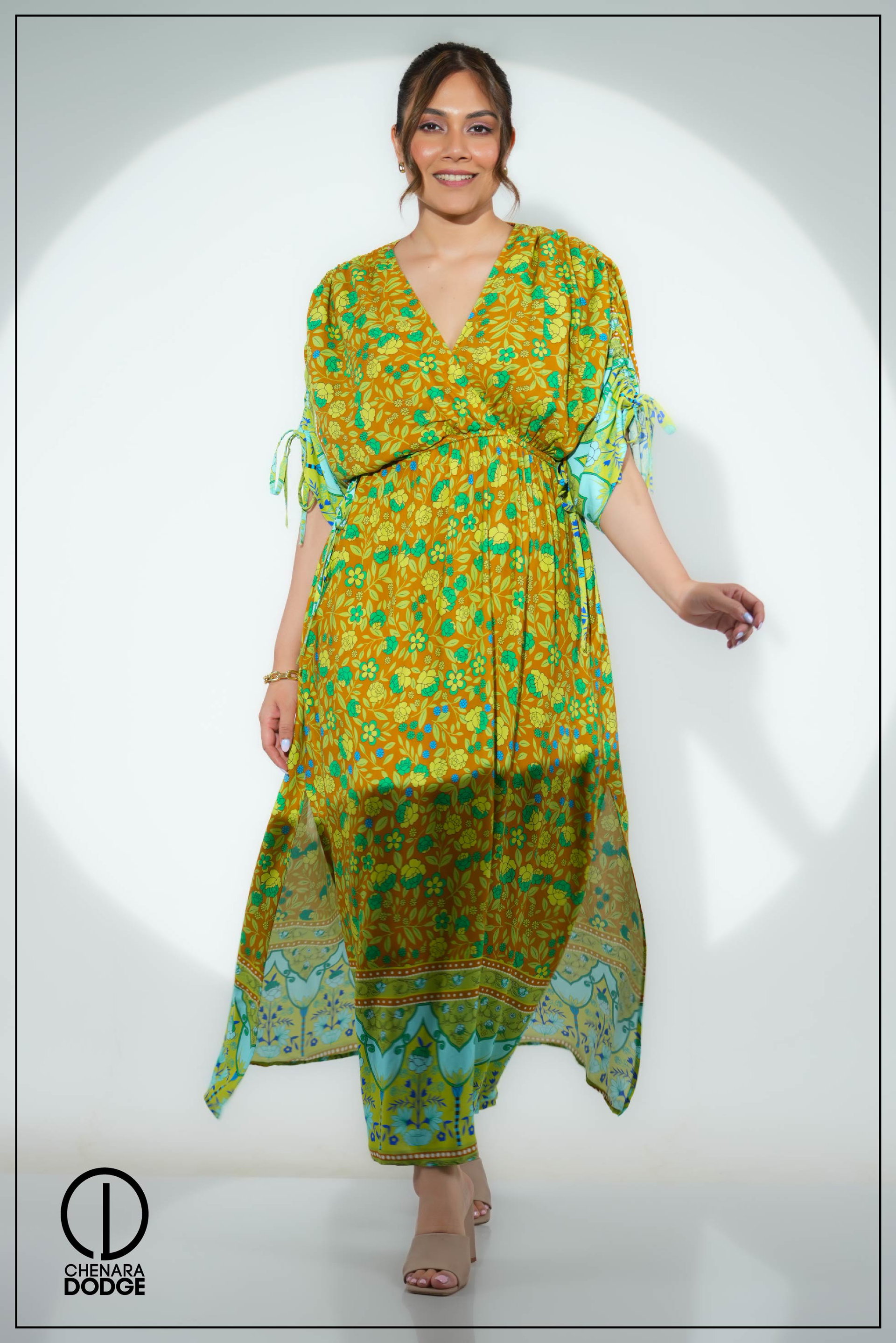 EMILY RUCHED SLEEVE MAXI DRESS