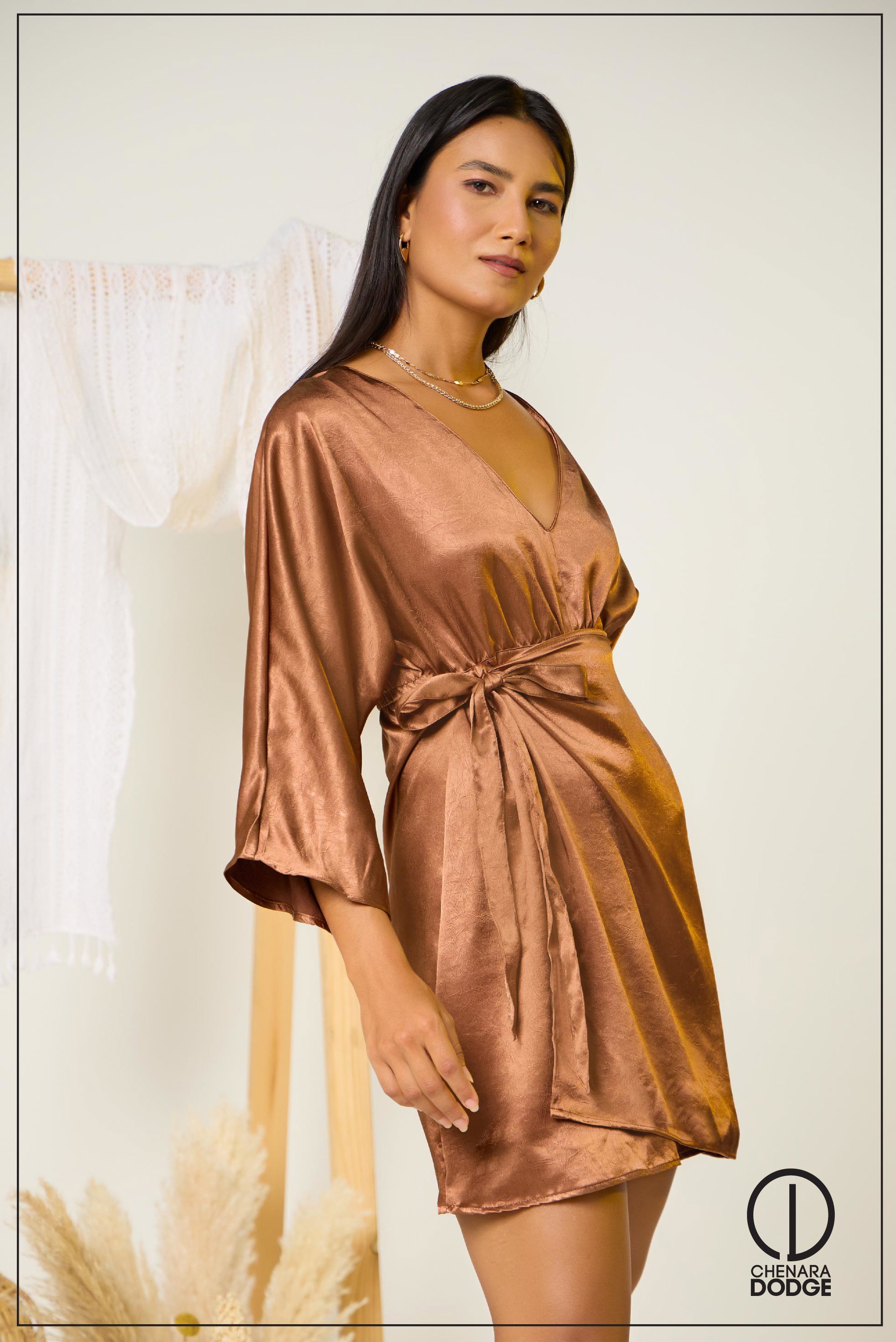 EMMA FRONT WRAP MINI DRESS