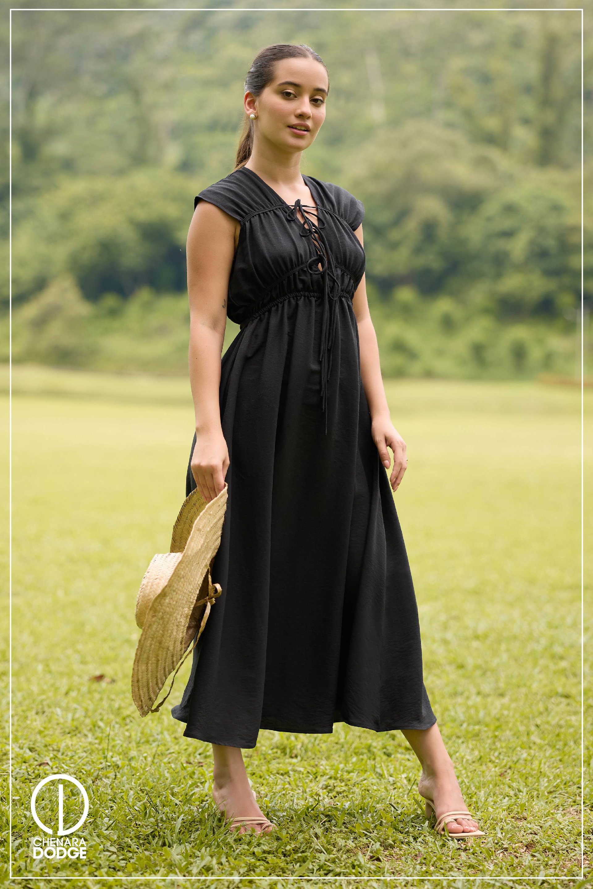 EZRA FRONT TIE UP MIDI DRESS