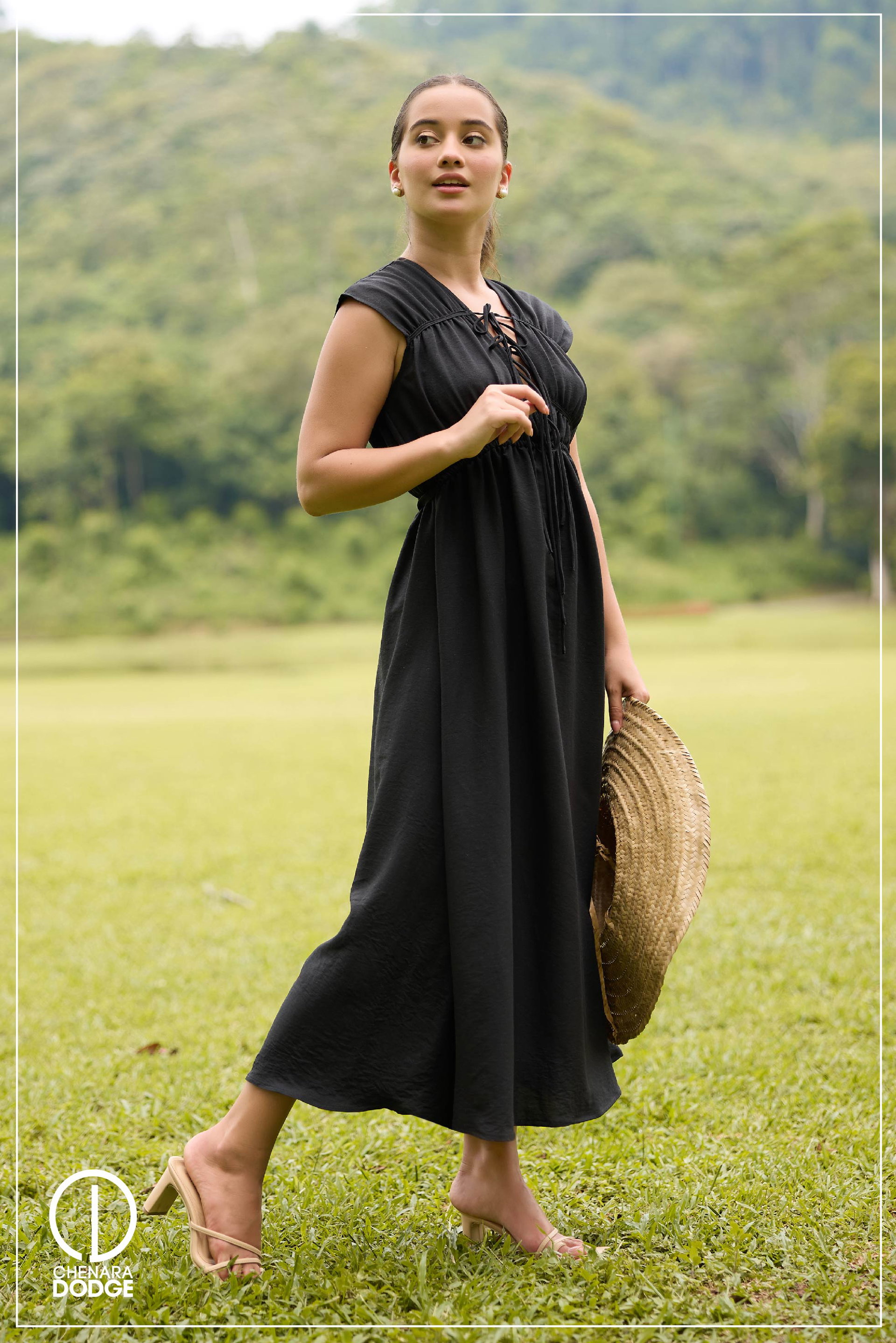 EZRA FRONT TIE UP MIDI DRESS