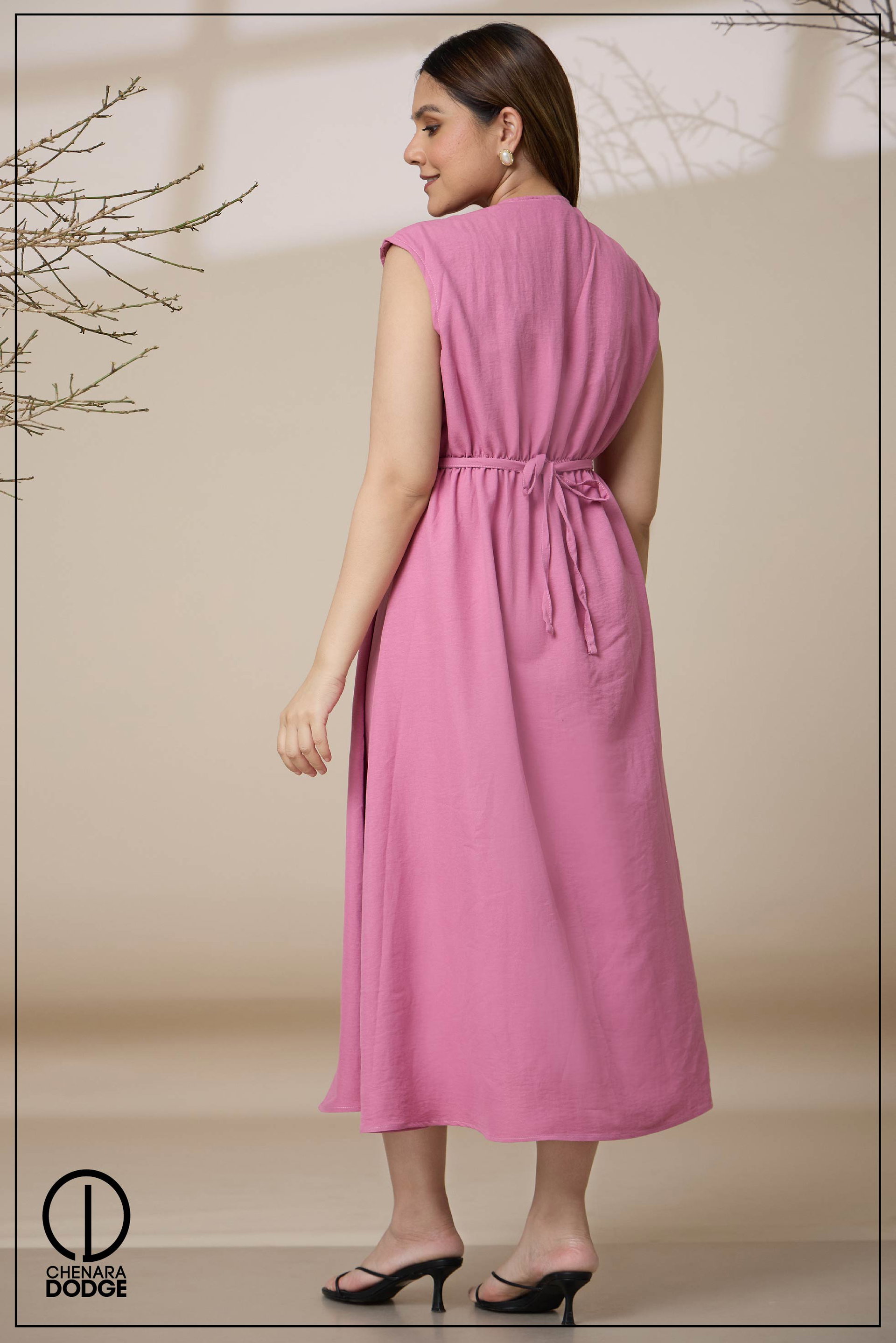 EZRA FRONT TIE UP MIDI DRESS