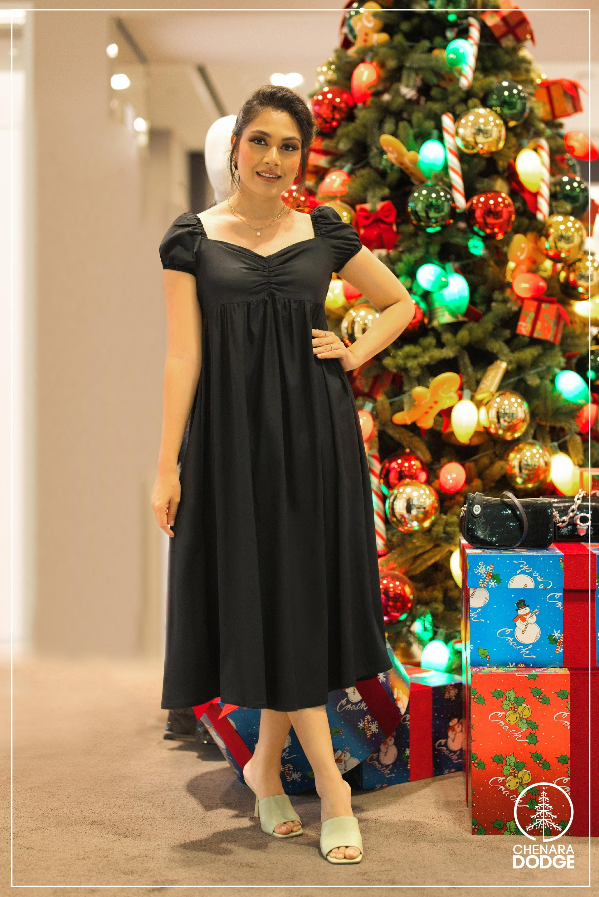 FREYA FRONT GATHERED MIDI DRESS