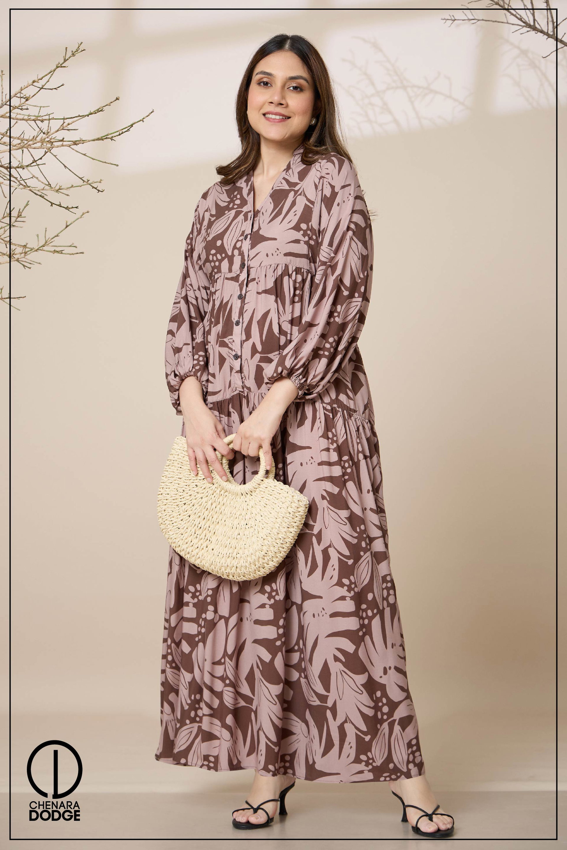 HELEN BALLOON SLEEVE MAXI DRESS