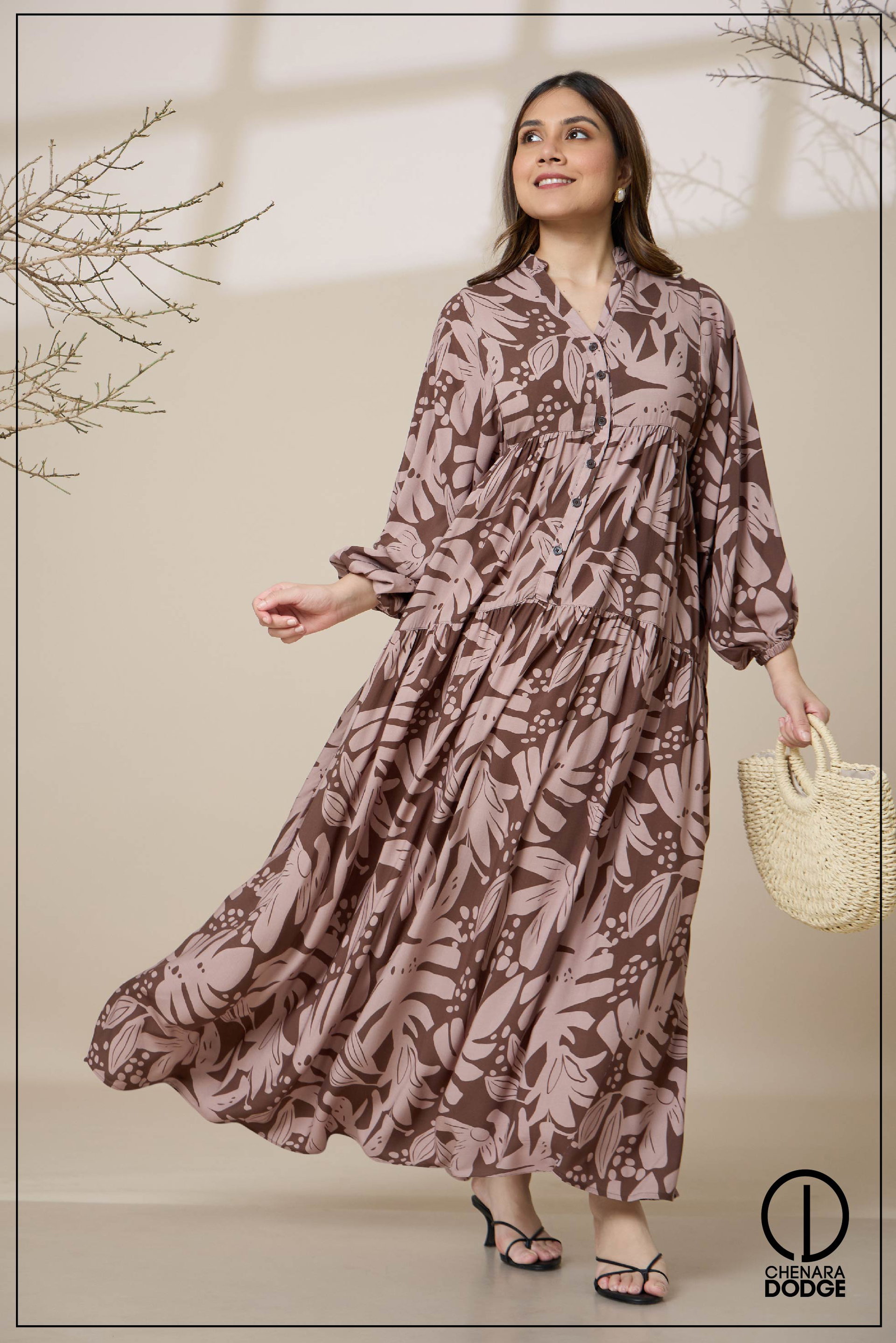 HELEN BALLOON SLEEVE MAXI DRESS