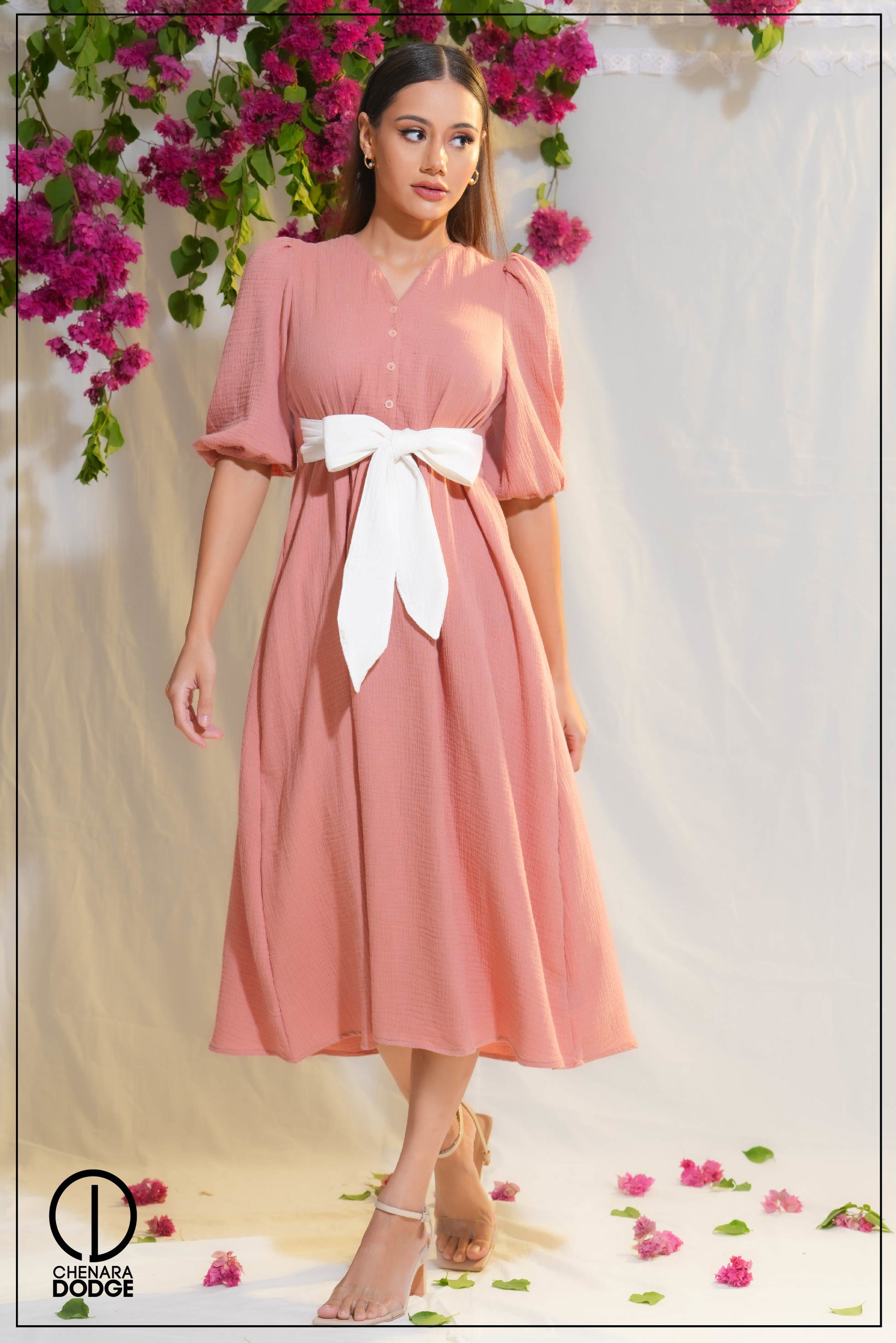 JEANNA TIE UP MIDI DRESS