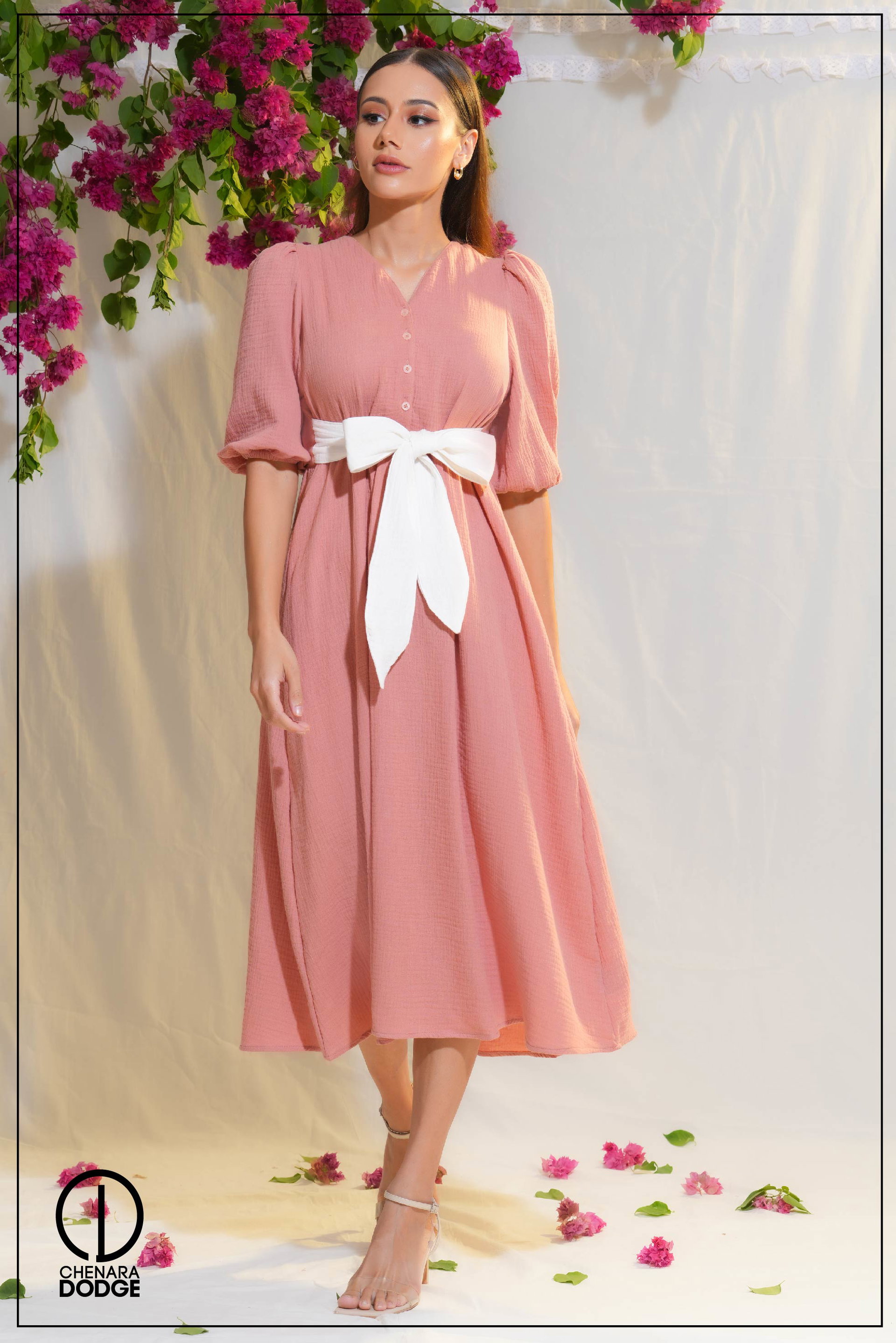 JEANNA TIE UP MIDI DRESS