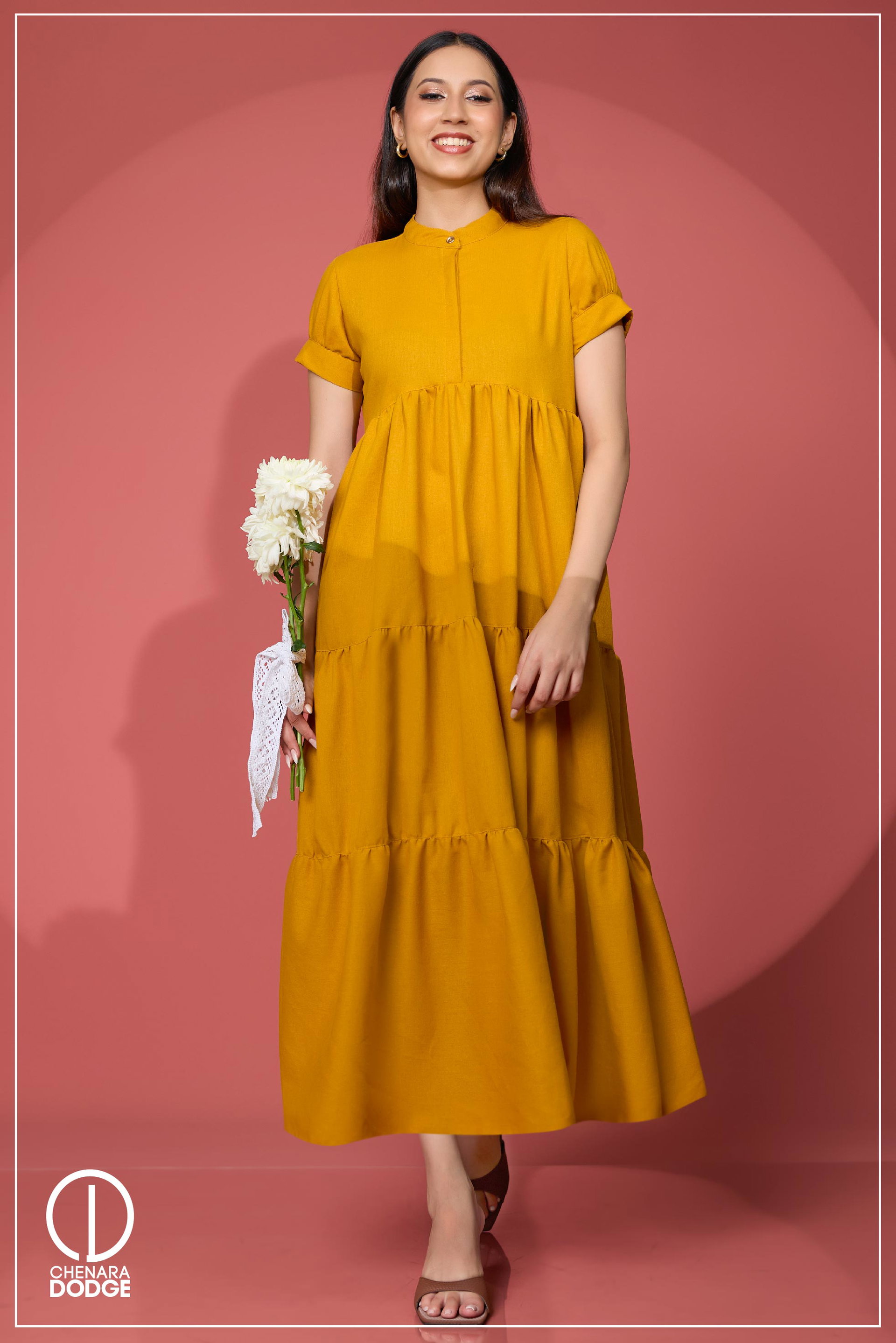 JENNI HIGH NECK MIDI DRESS