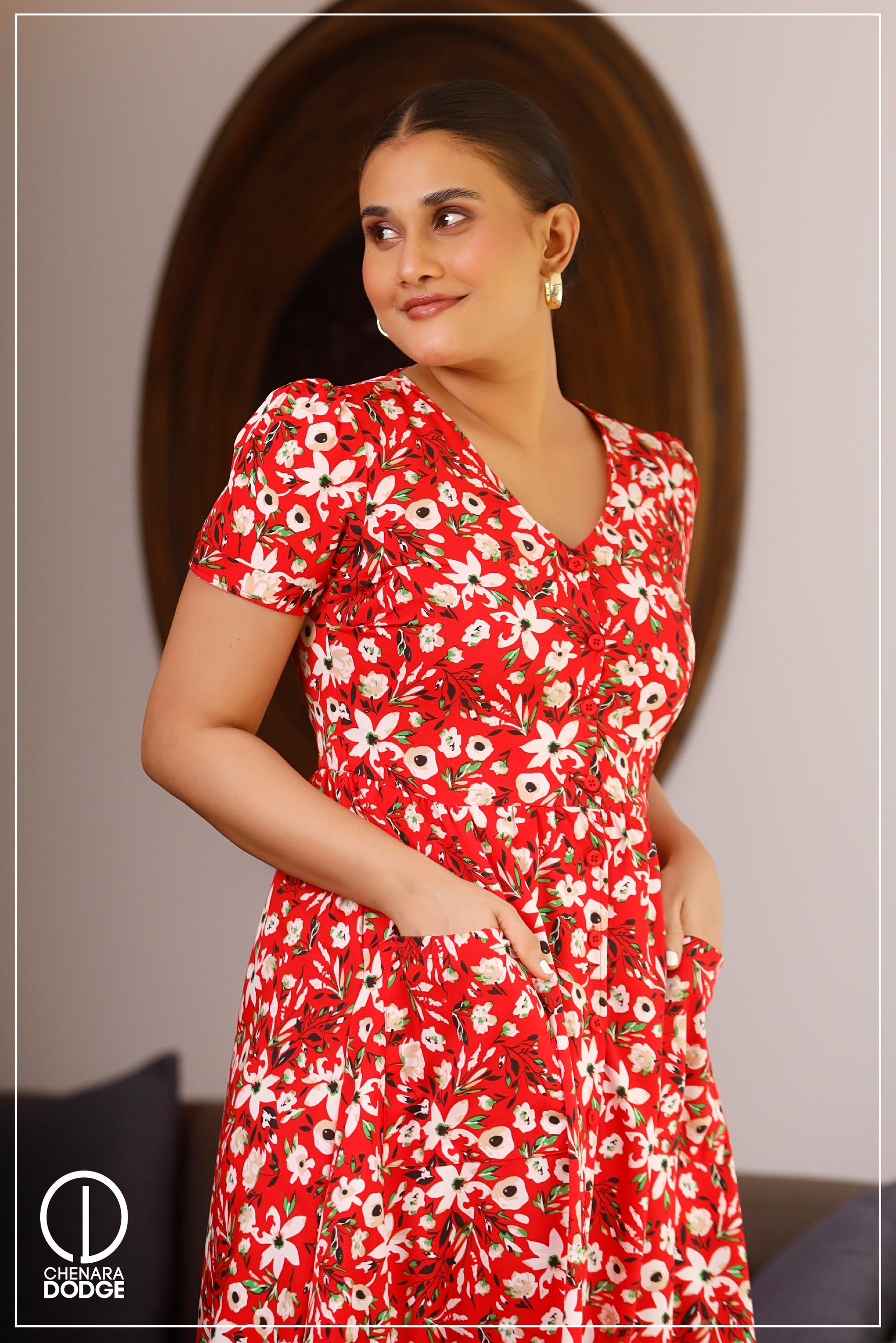 JISOO POCKET DETAIL MIDI DRESS