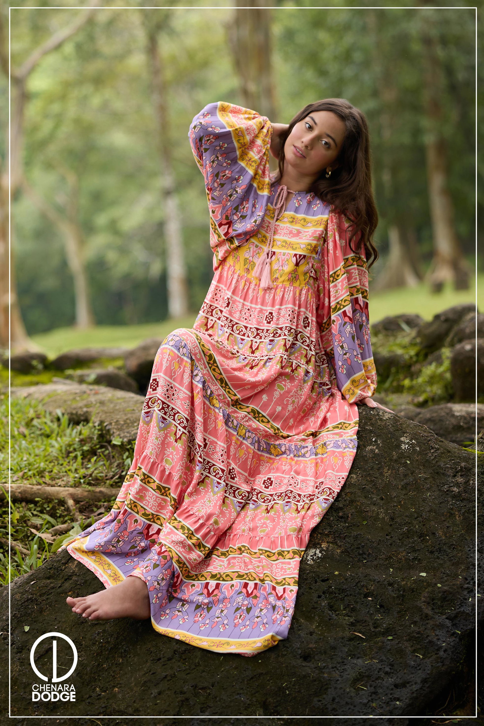 KAIRI TUSSLE DETAILED MAXI DRESS