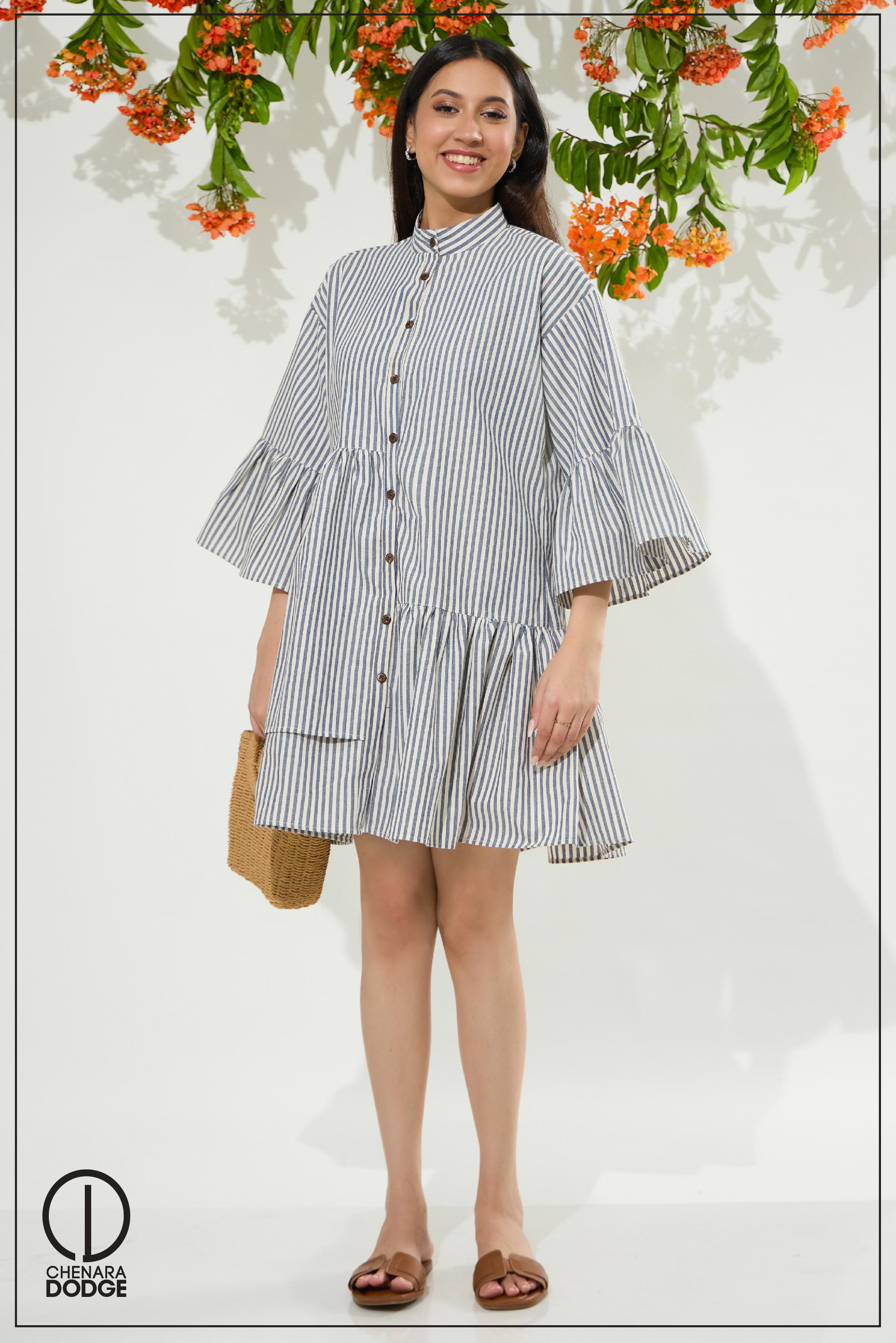 KATIE NOTCHED COLLAR MINI DRESS