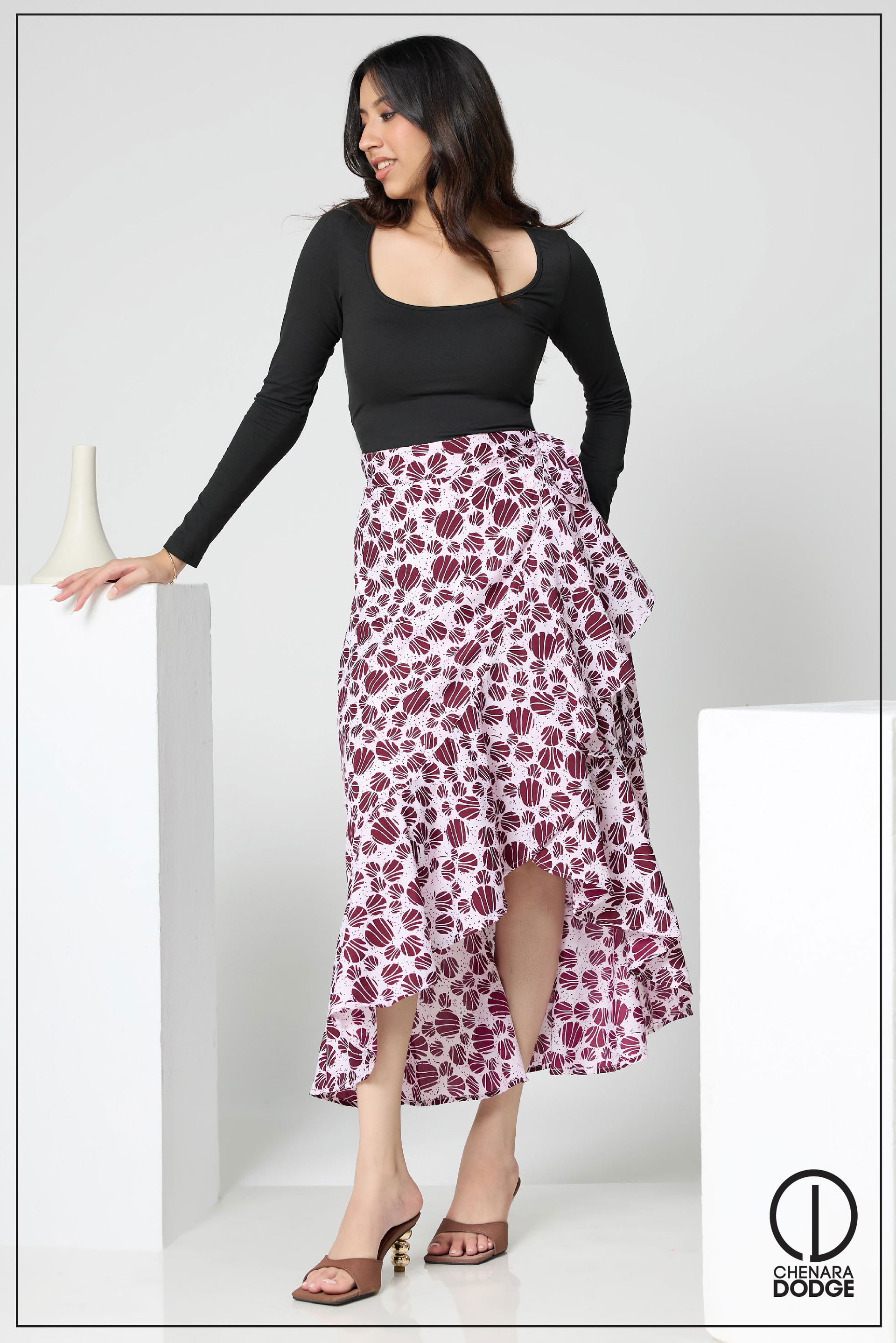 KAYA FRILL DETAIL WRAP SKIRT