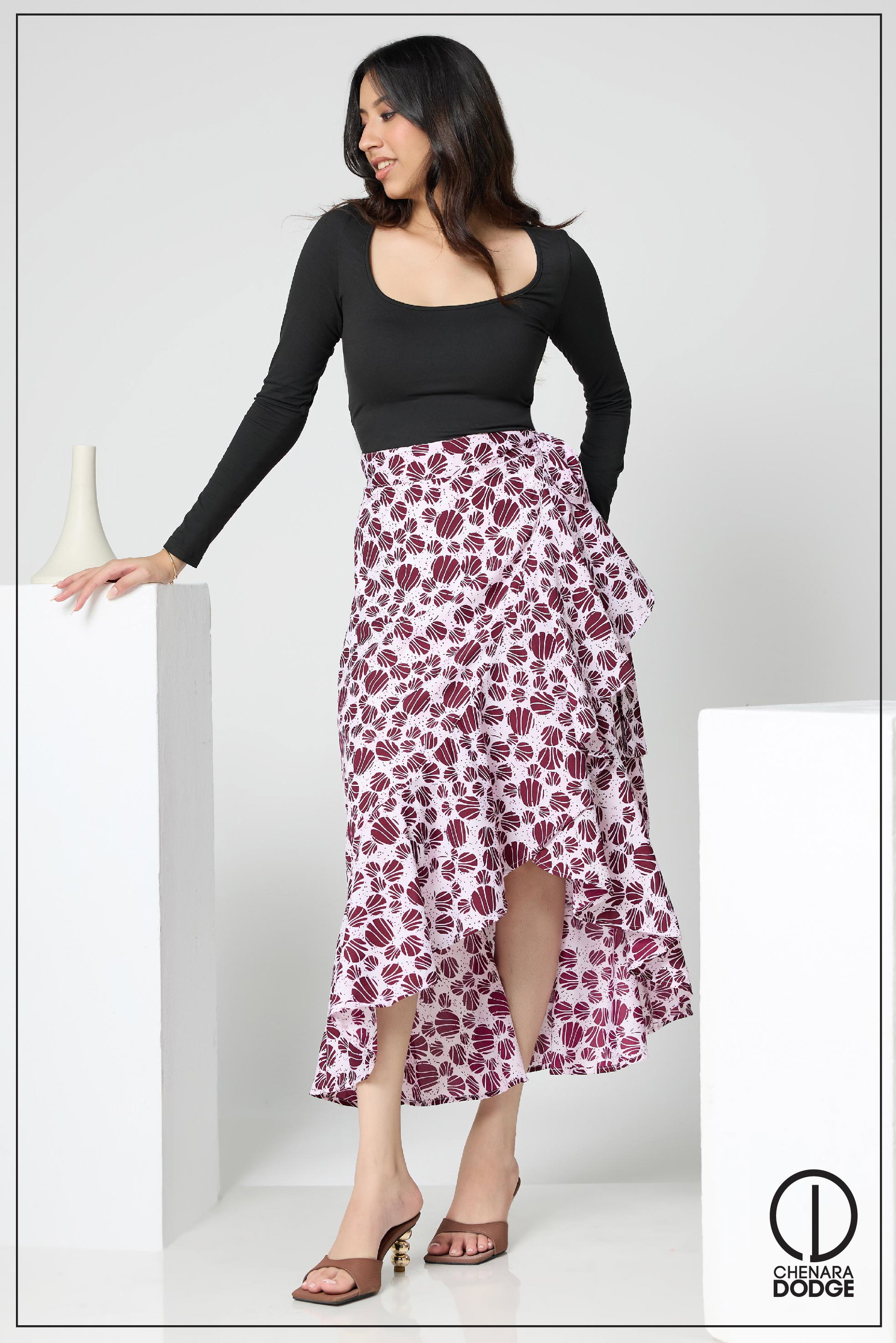 KAYA FRILL DETAIL WRAP SKIRT