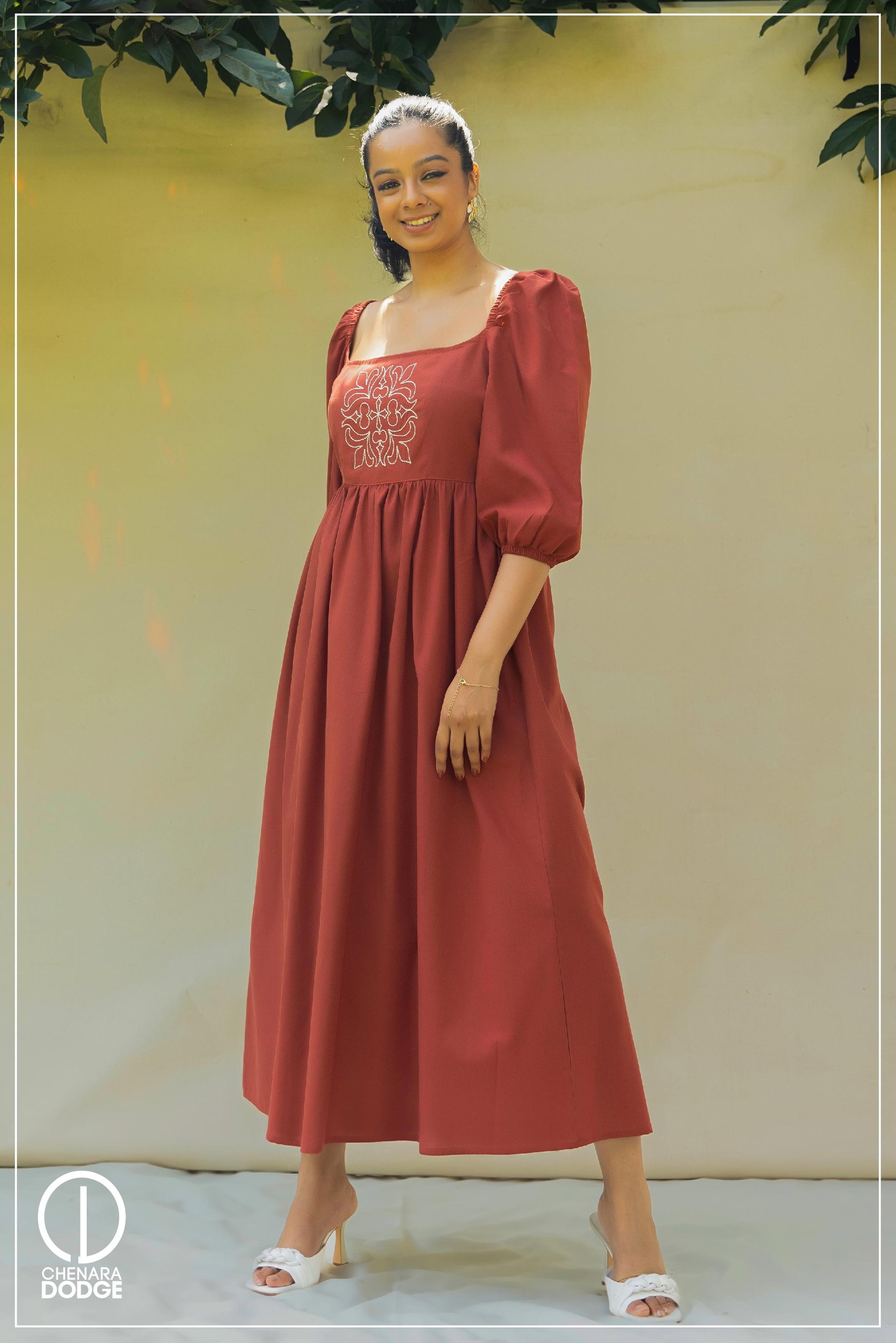 KIARA EMBROIDERED MIDI DRESS