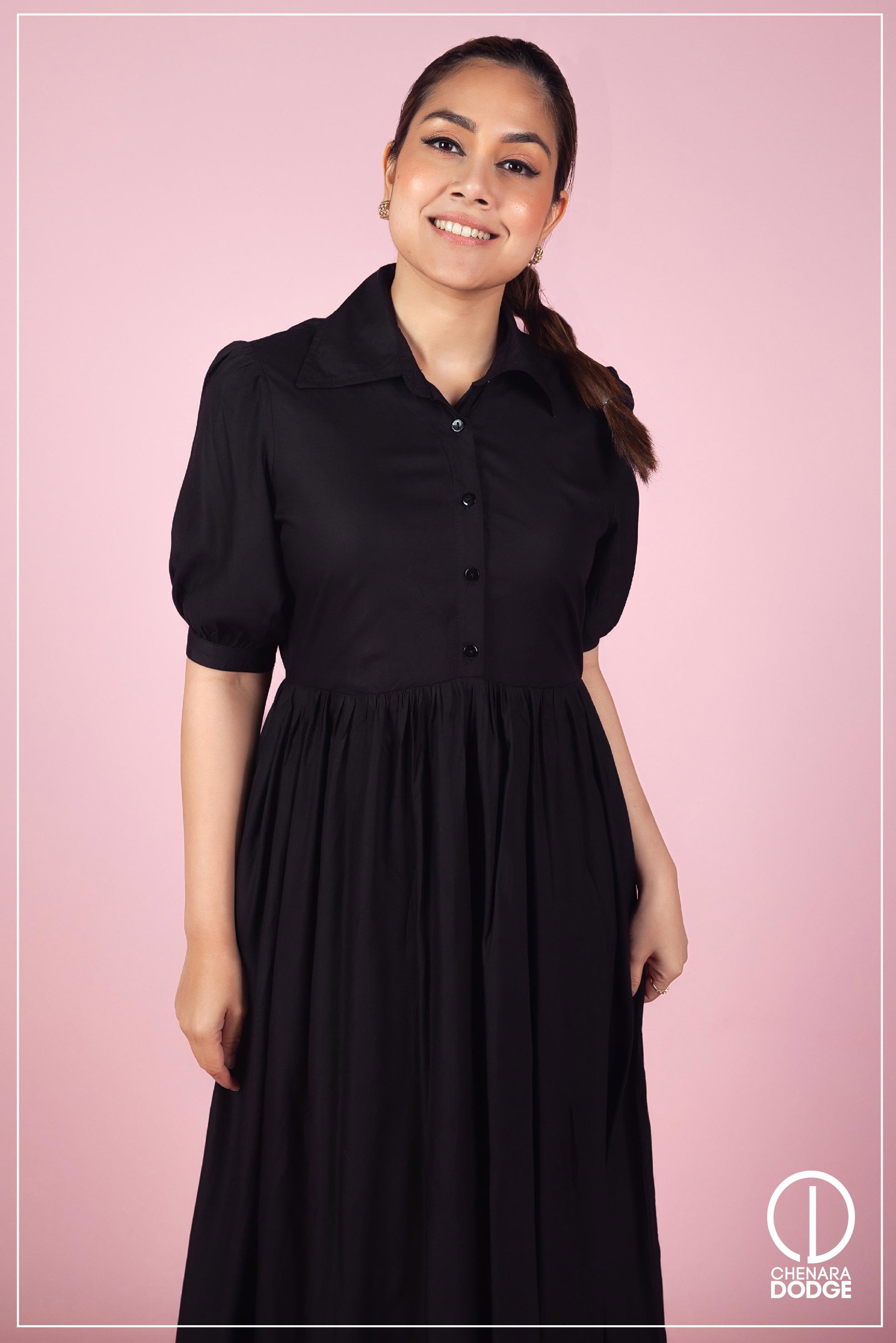 LARA SHIRT COLLAR MIDI DRESS