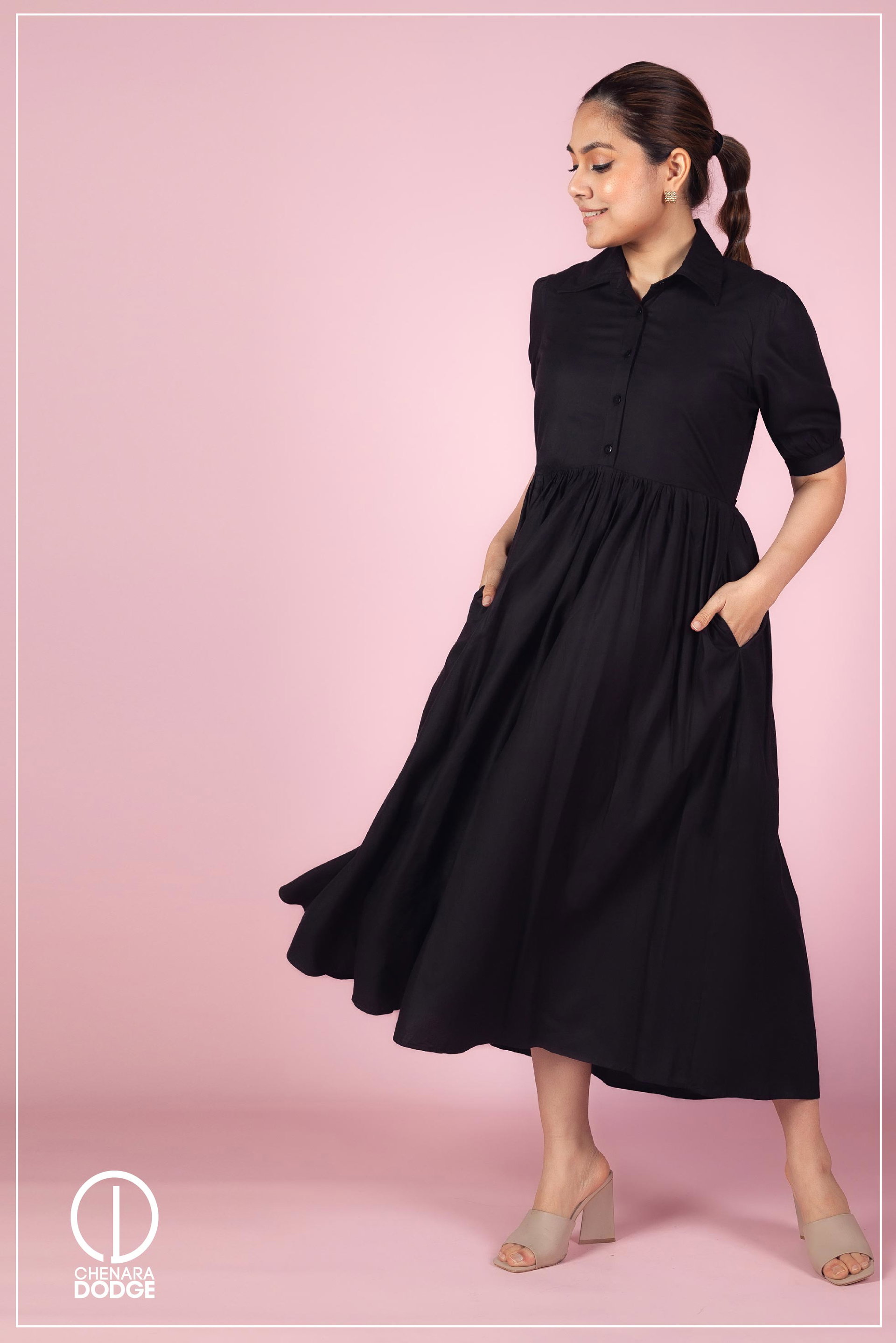 LARA SHIRT COLLAR MIDI DRESS
