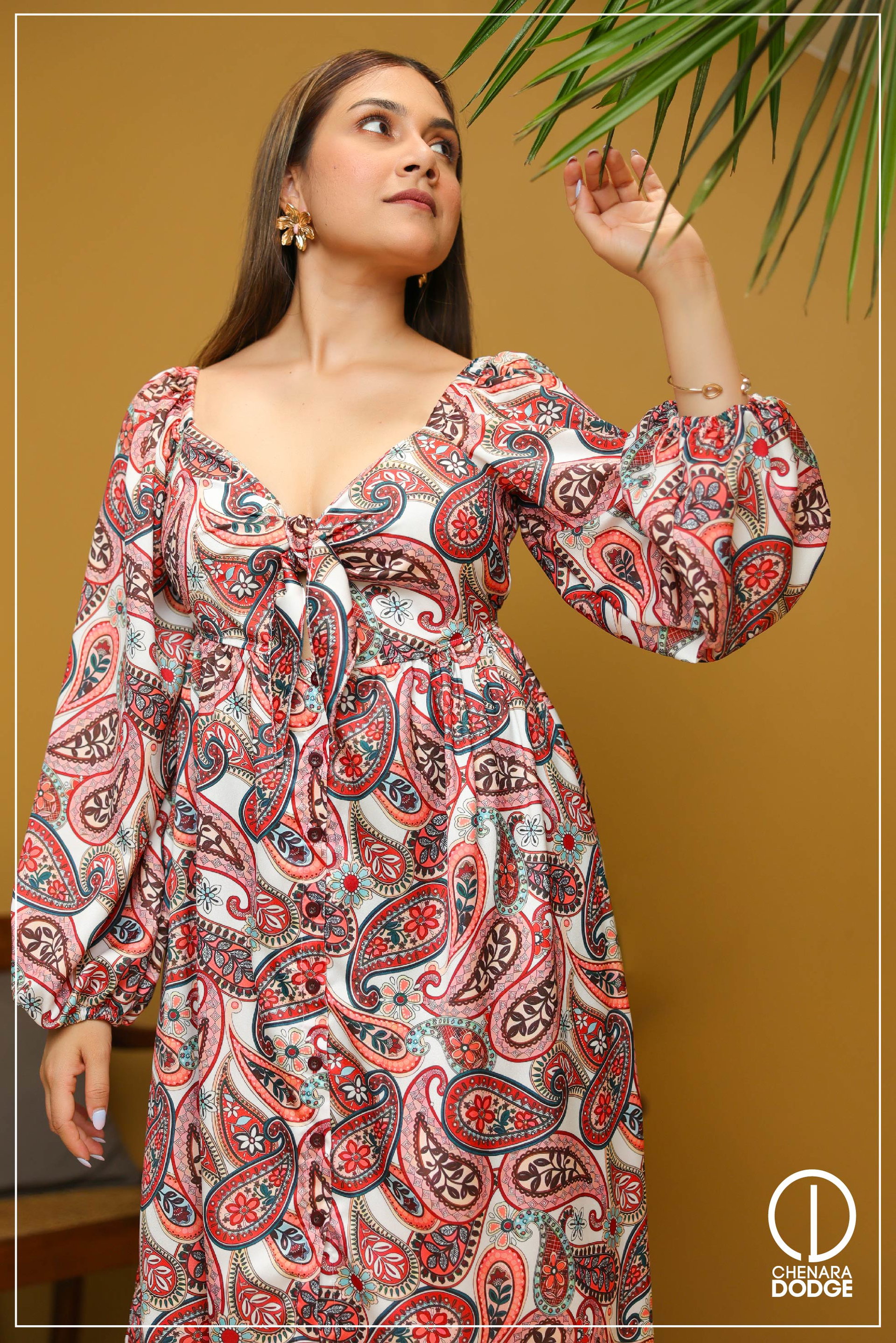 LEIA PUFF SLEEVE MIDI DRESS