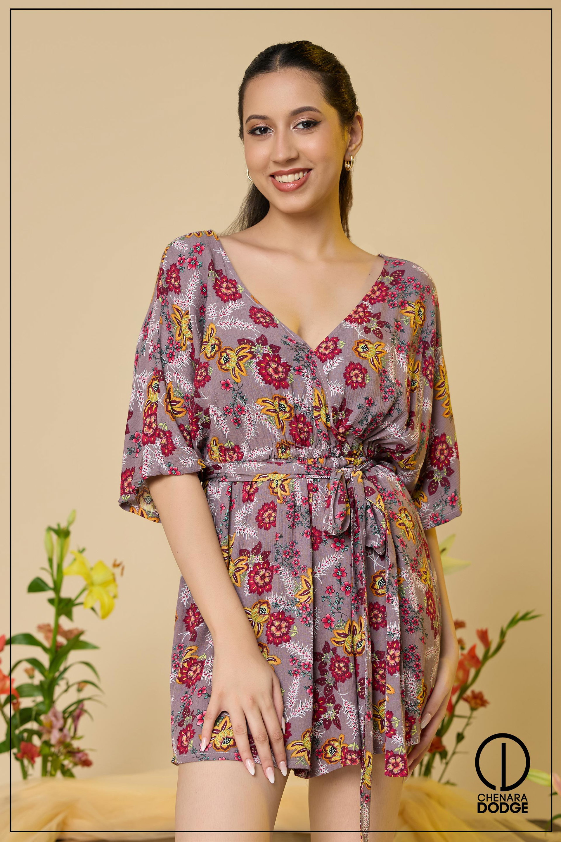 LEILA CROSS OVER FRONT TIE UP ROMPER