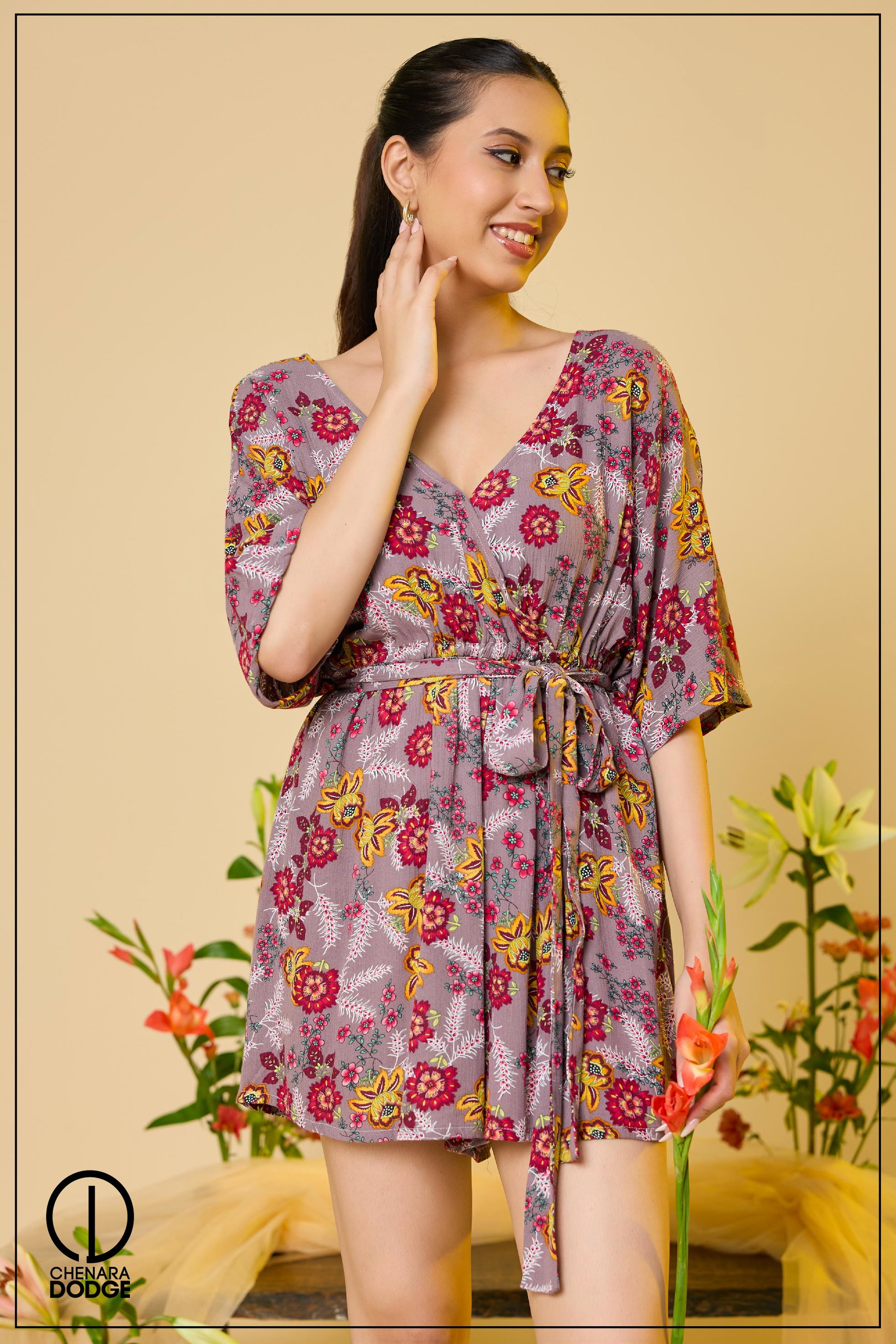 LEILA CROSS OVER FRONT TIE UP ROMPER