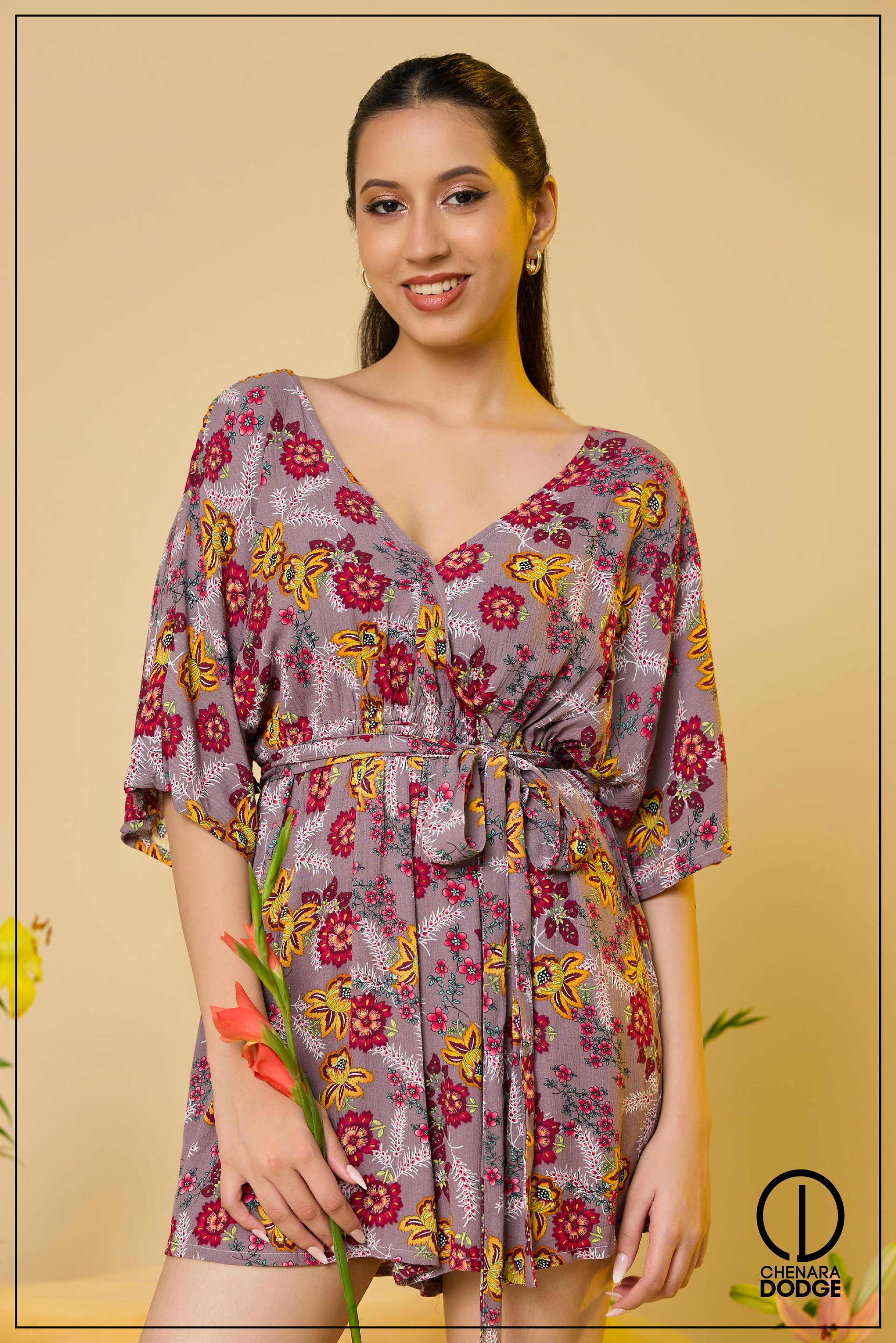 LEILA CROSS OVER FRONT TIE UP ROMPER