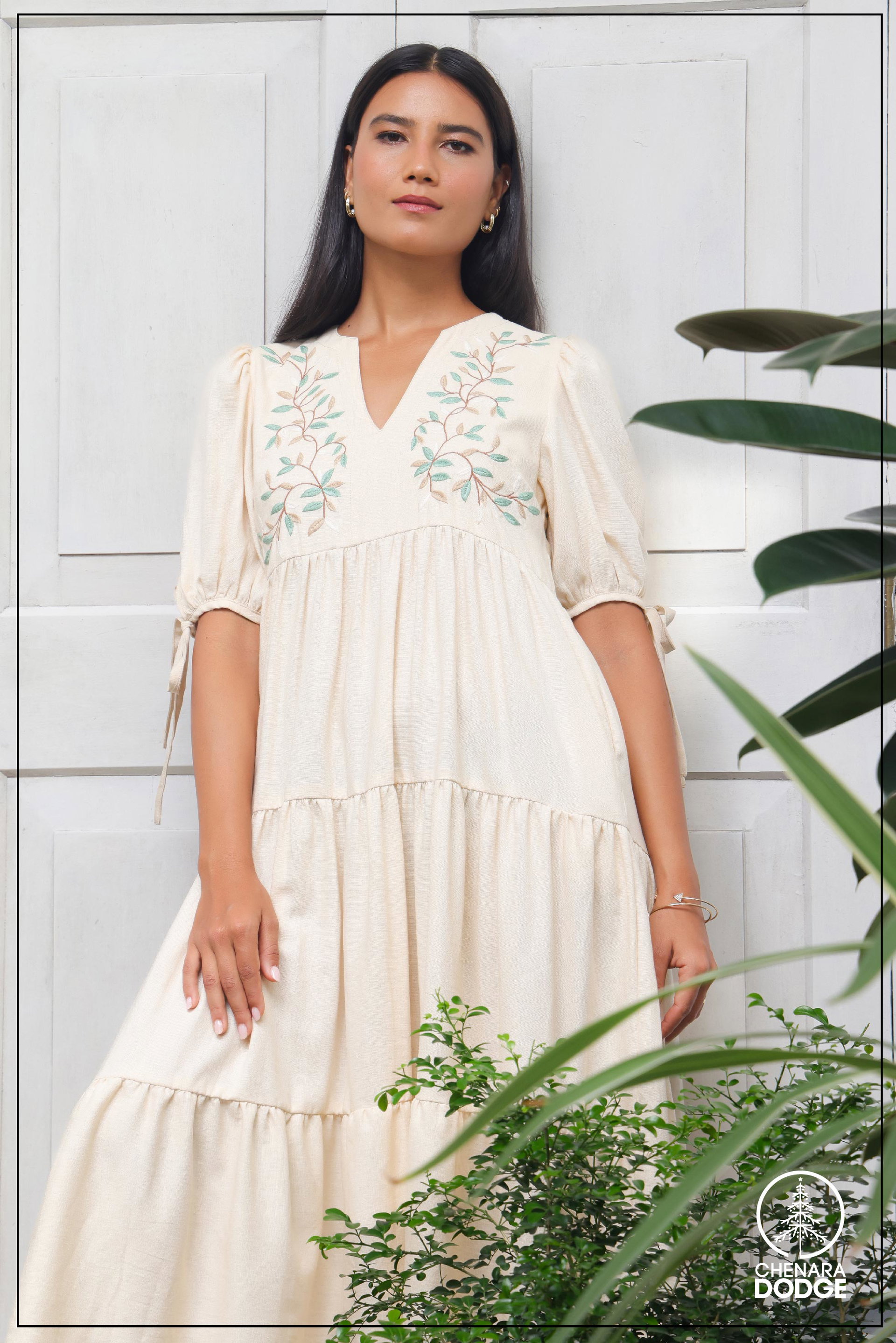 LINDA EMBROIDERED MIDI DRESS