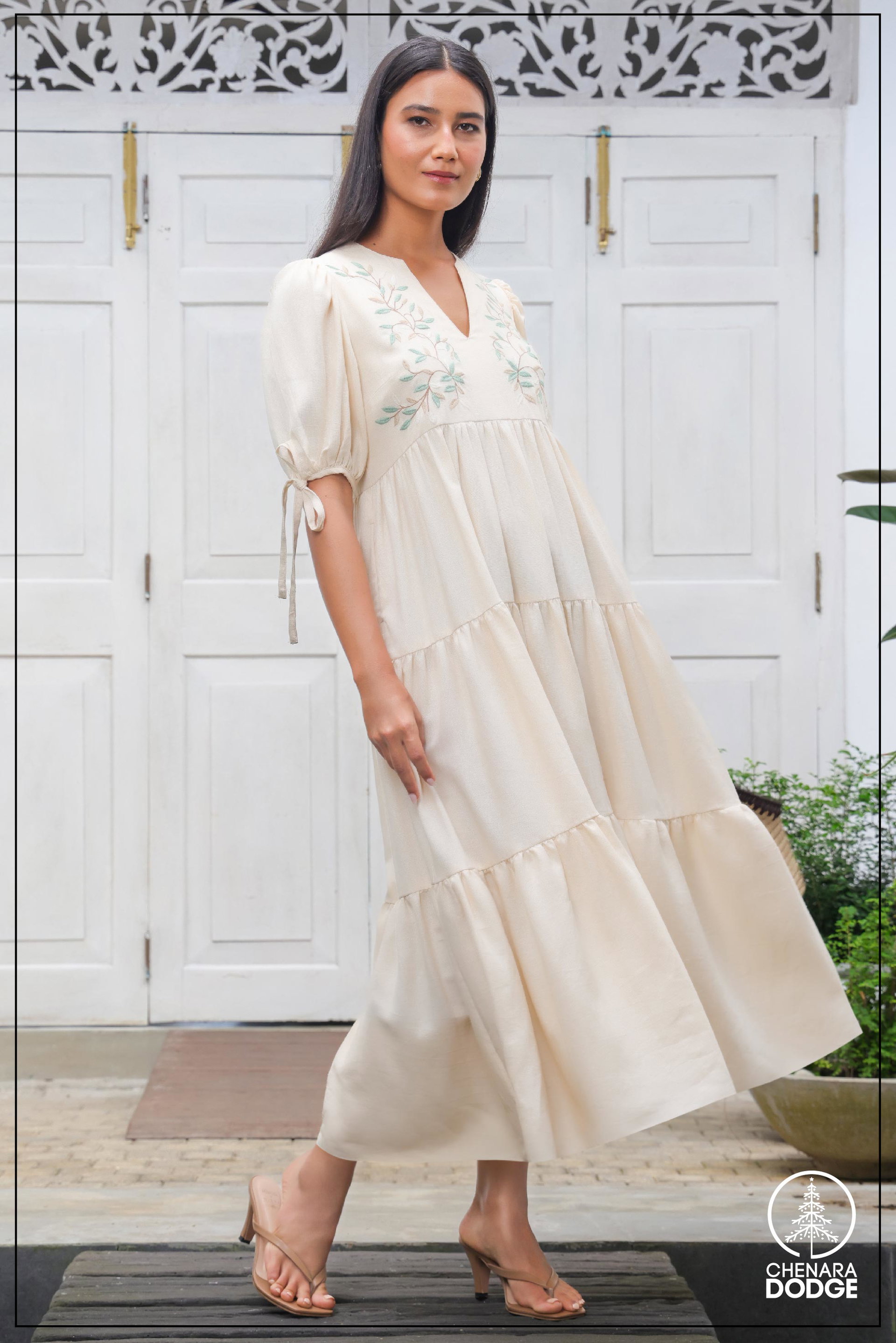 LINDA EMBROIDERED MIDI DRESS