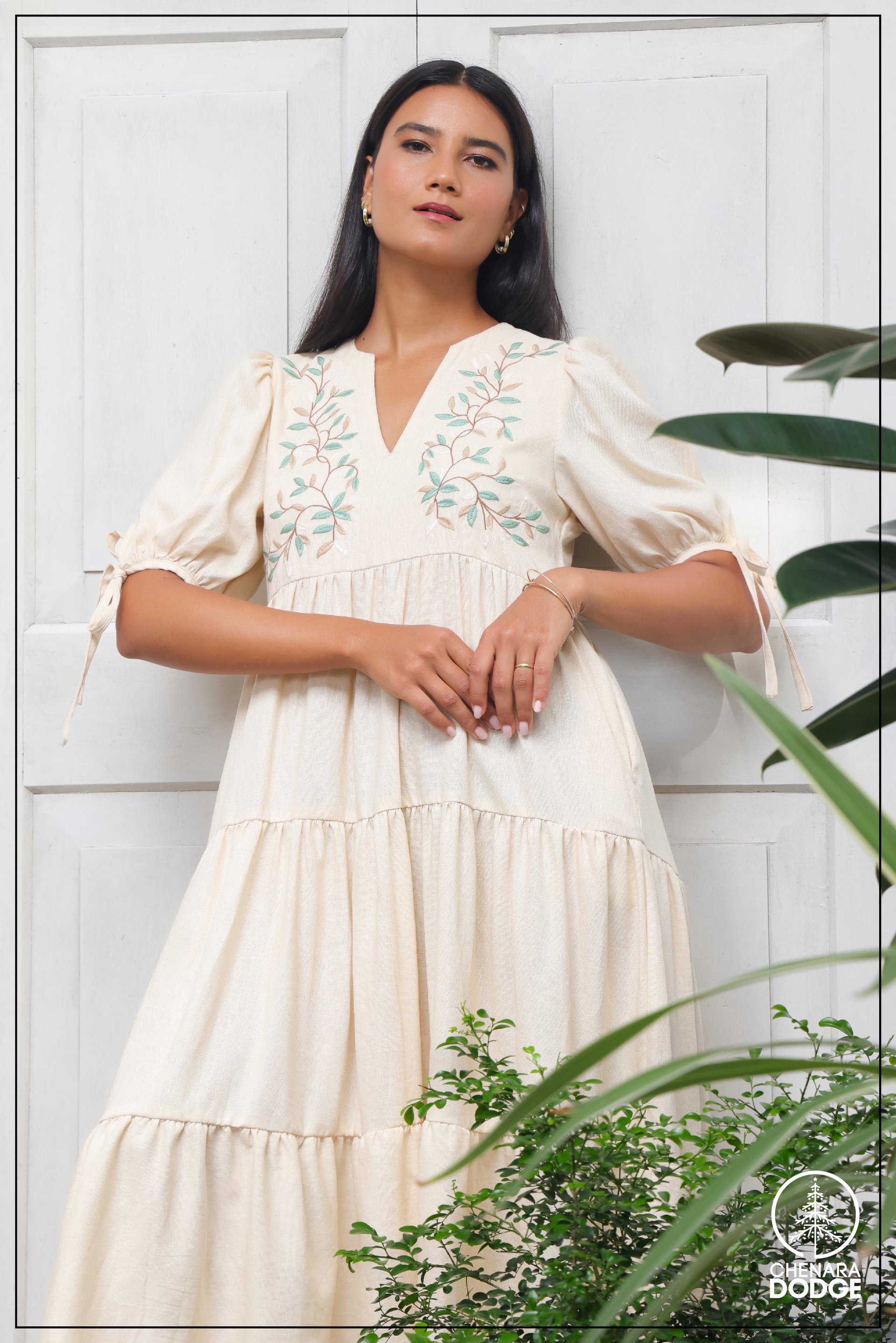 LINDA EMBROIDERED MIDI DRESS