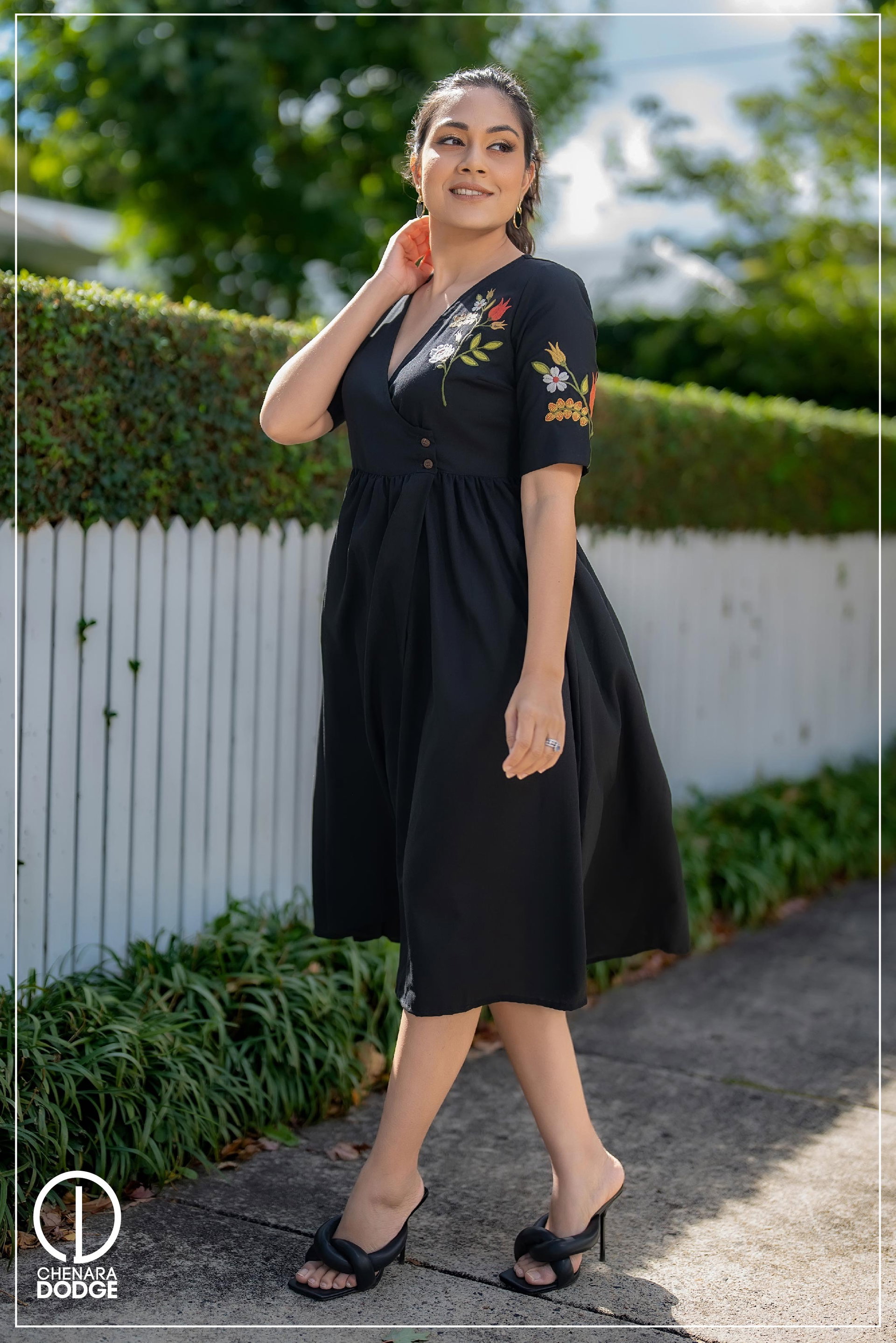 LIYA EMBROIDERED MIDI DRESS