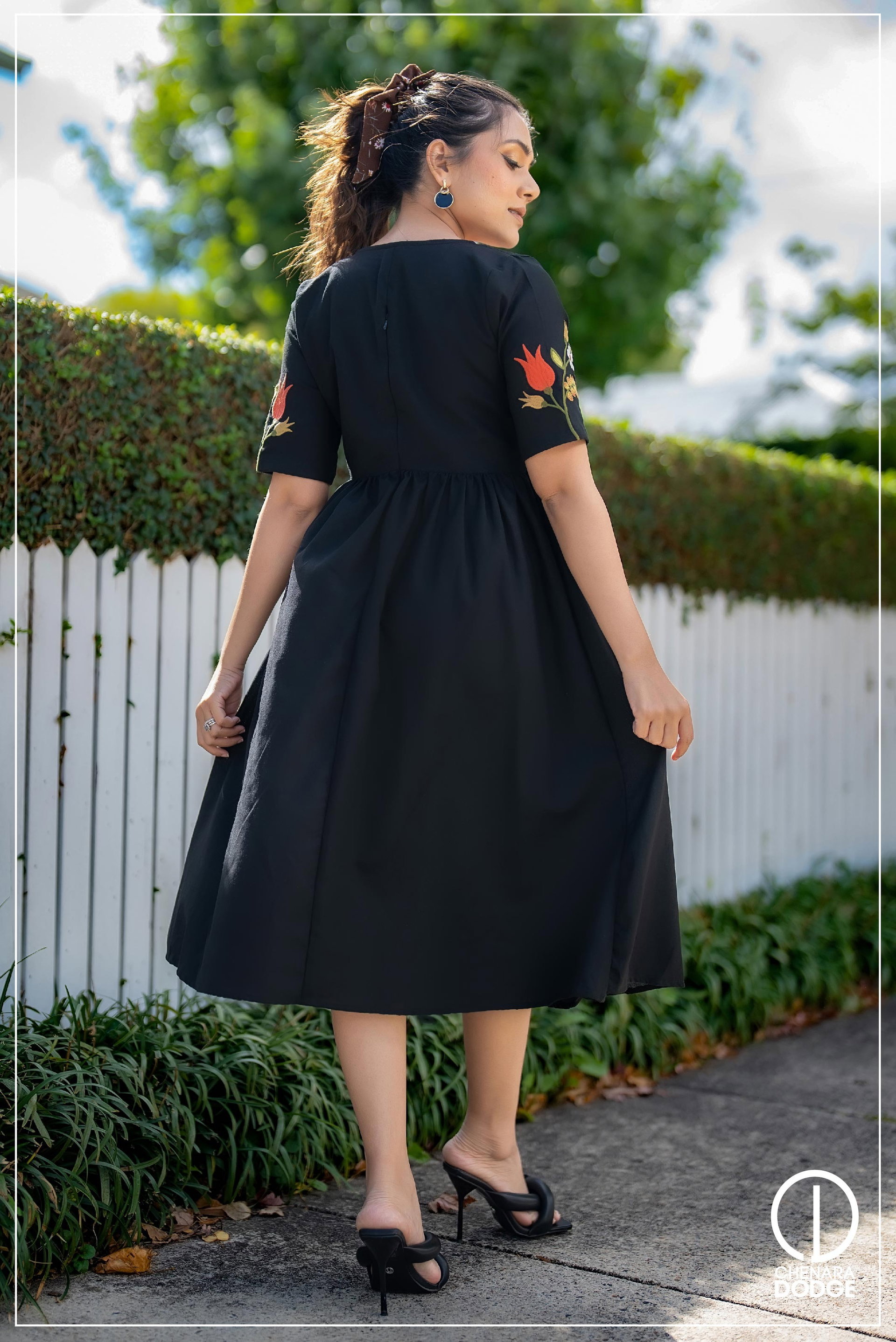 LIYA EMBROIDERED MIDI DRESS