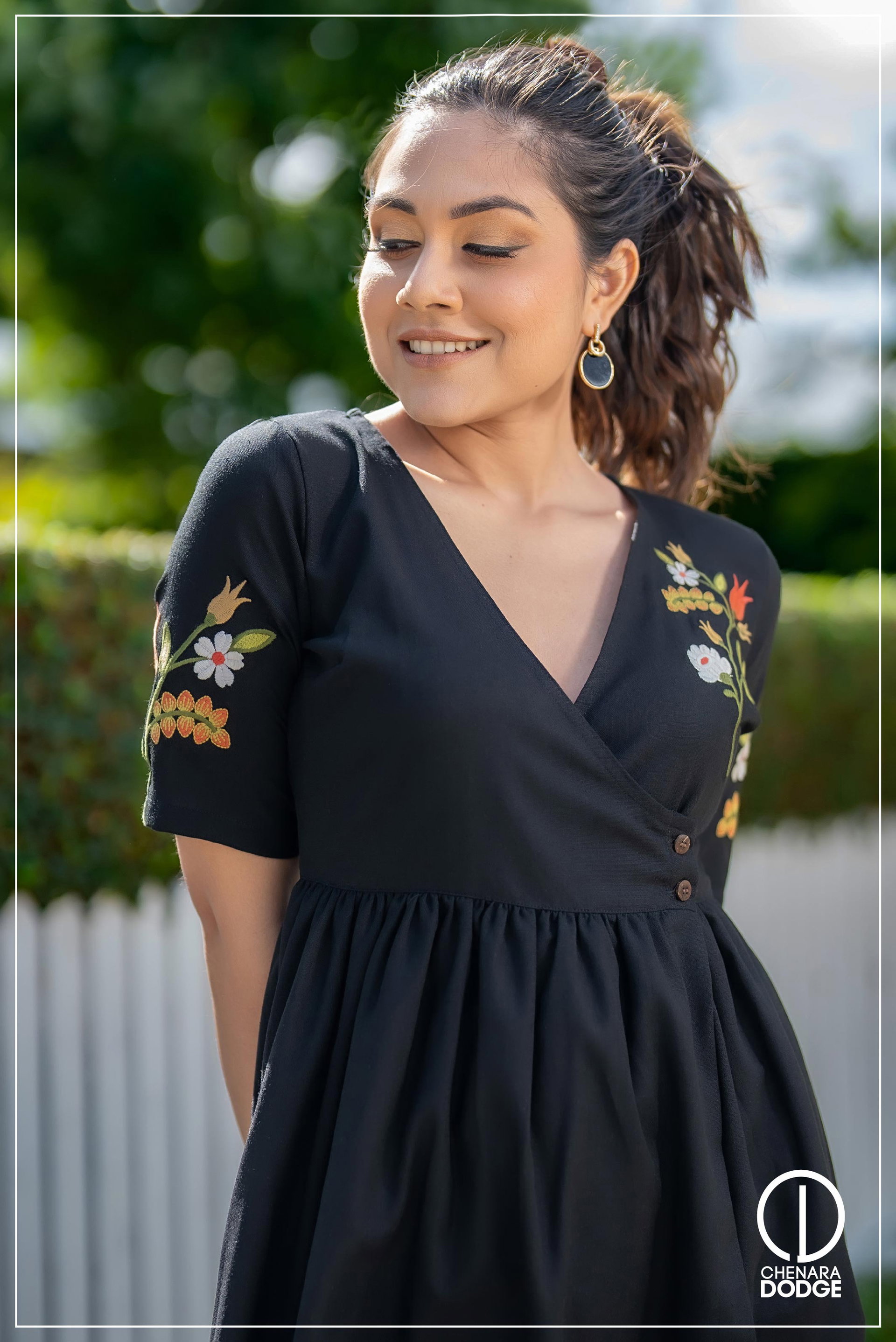 LIYA EMBROIDERED MIDI DRESS