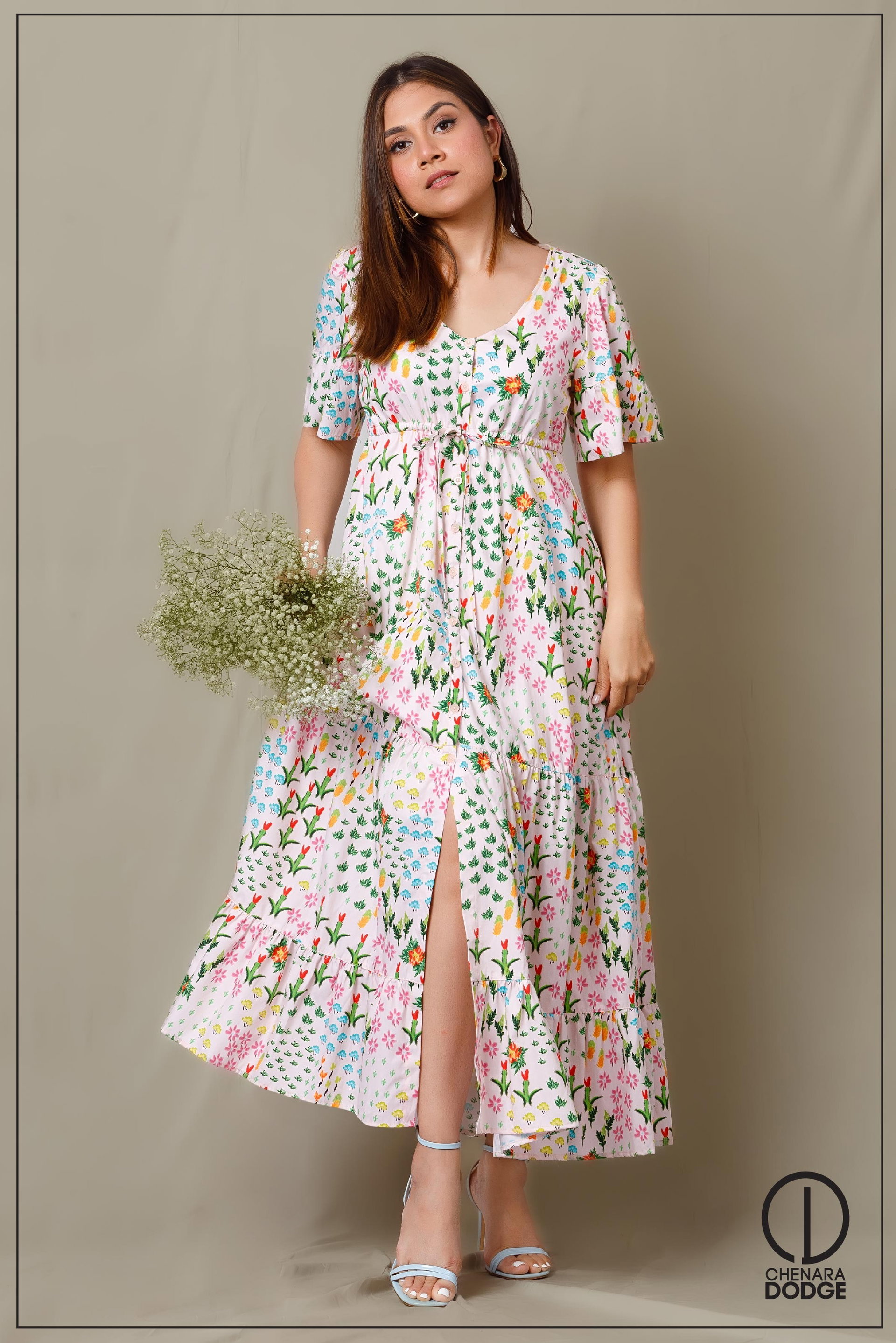 LOLA V-NECK MIDI DRESS
