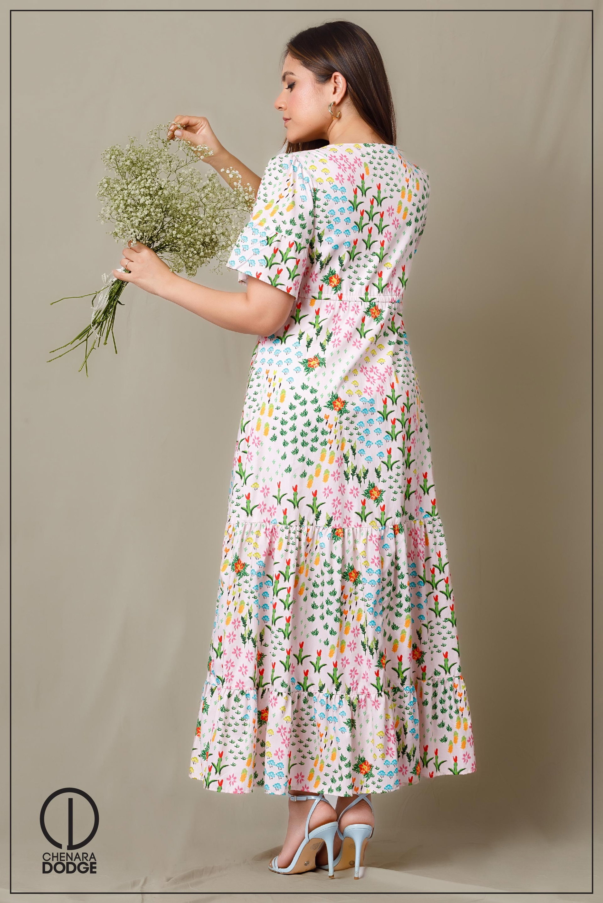 LOLA V-NECK MIDI DRESS