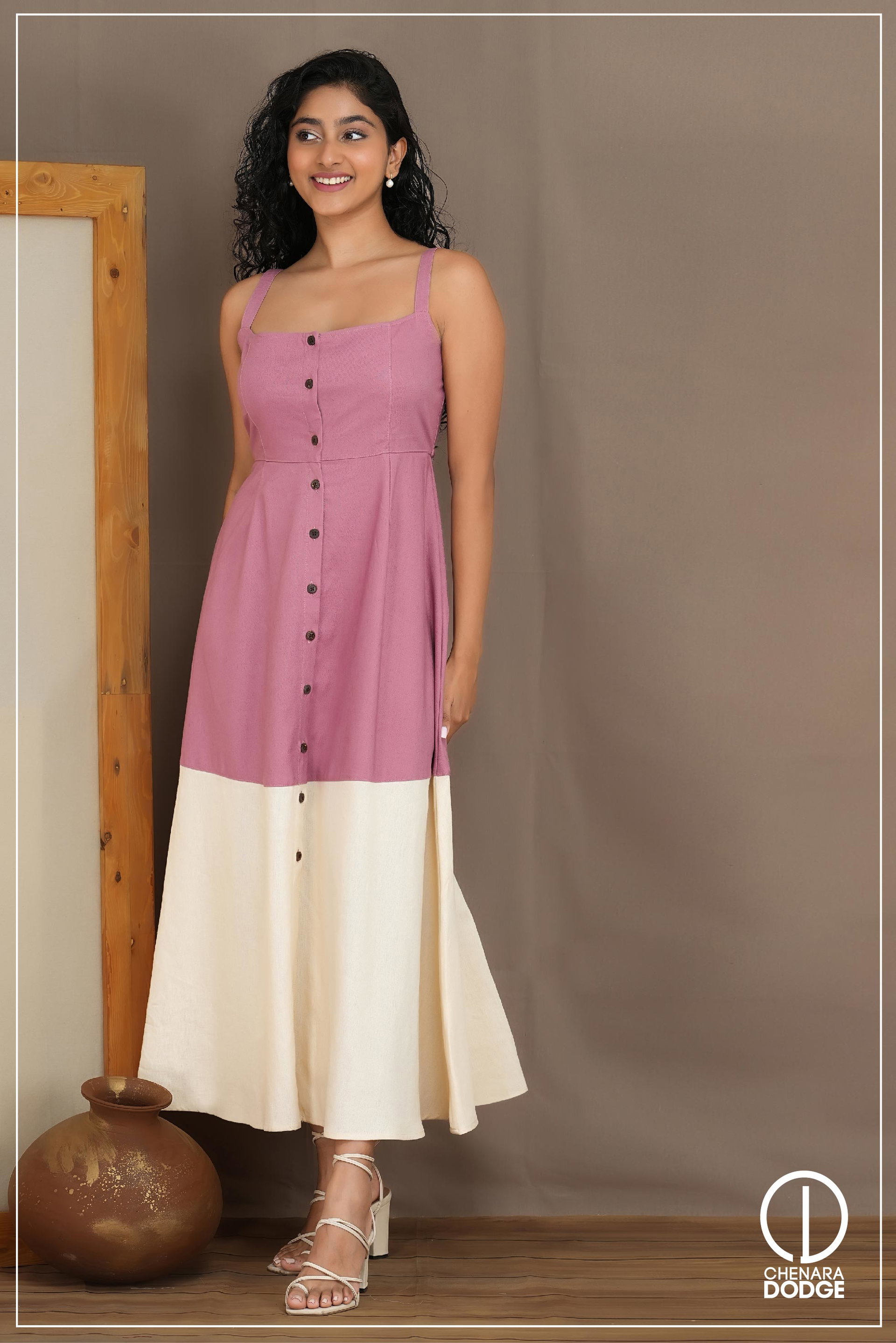 LUNA TWO-TONE MIDI DRESS