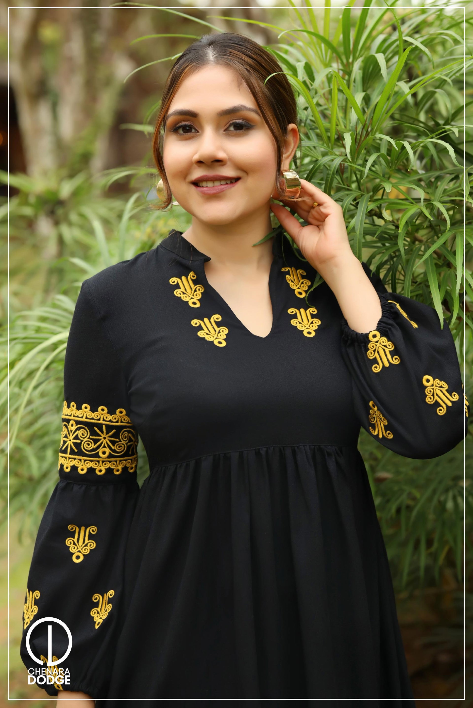 LYDIA EMBROIDERED MIDI DRESS