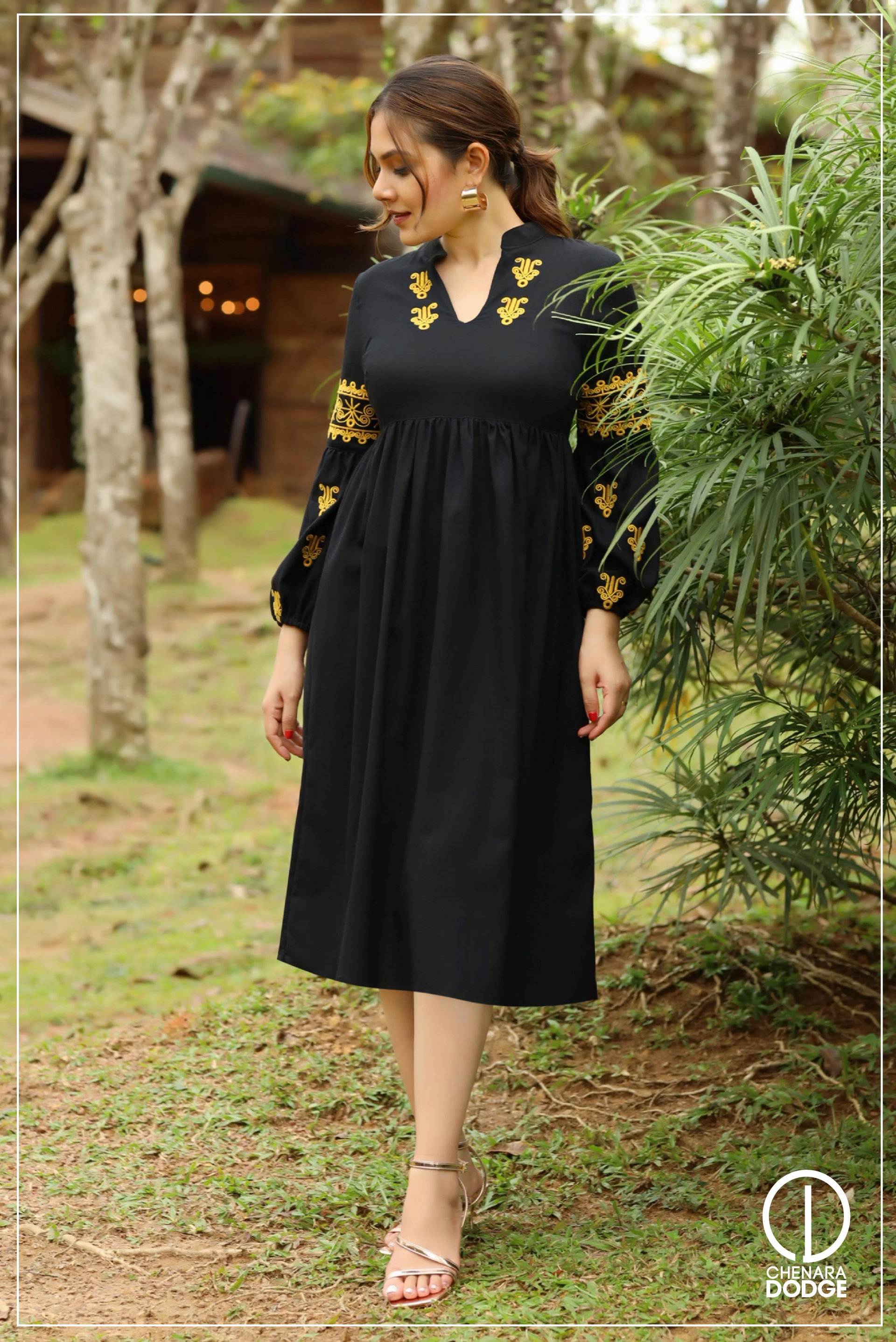 LYDIA EMBROIDERED MIDI DRESS