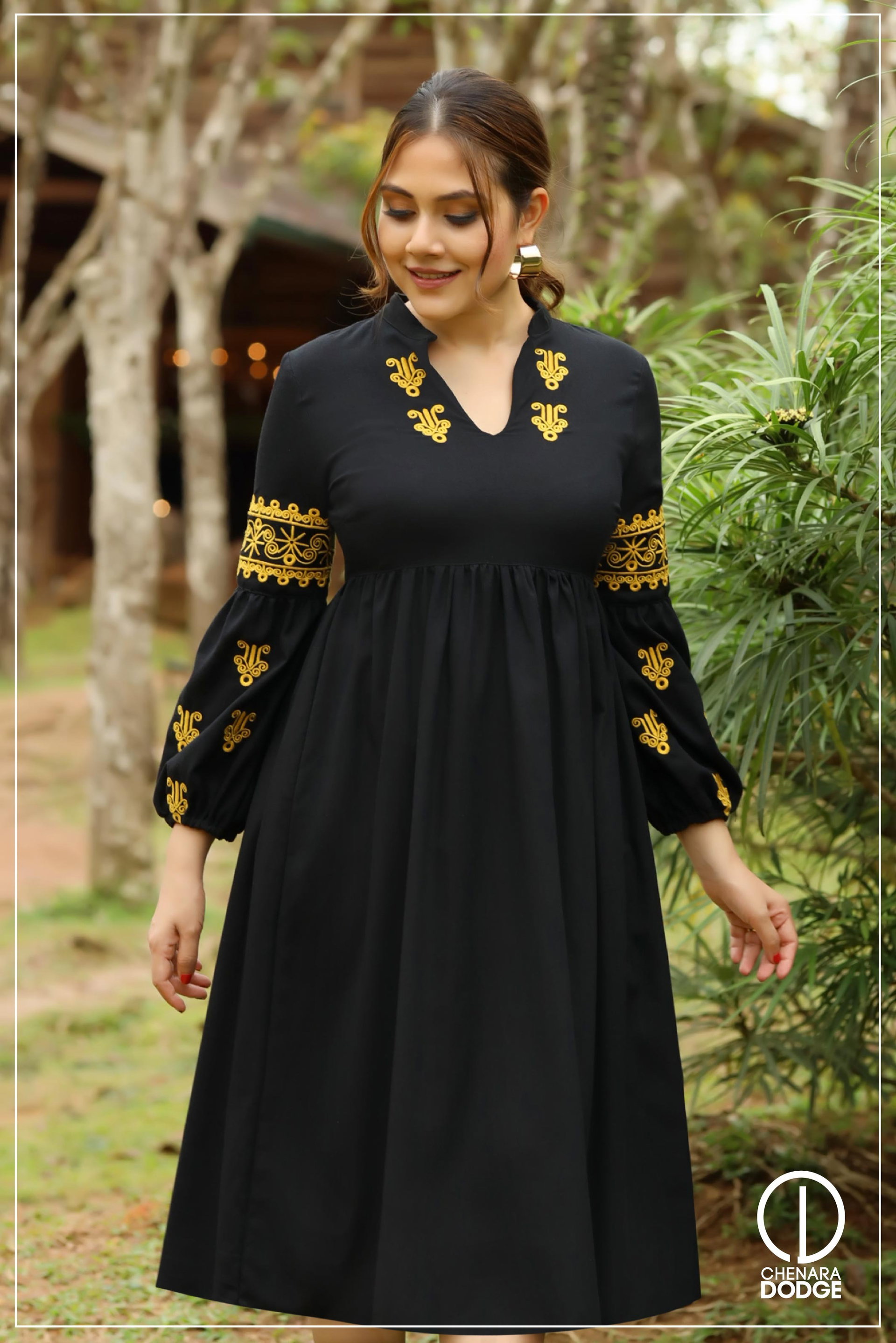 LYDIA EMBROIDERED MIDI DRESS