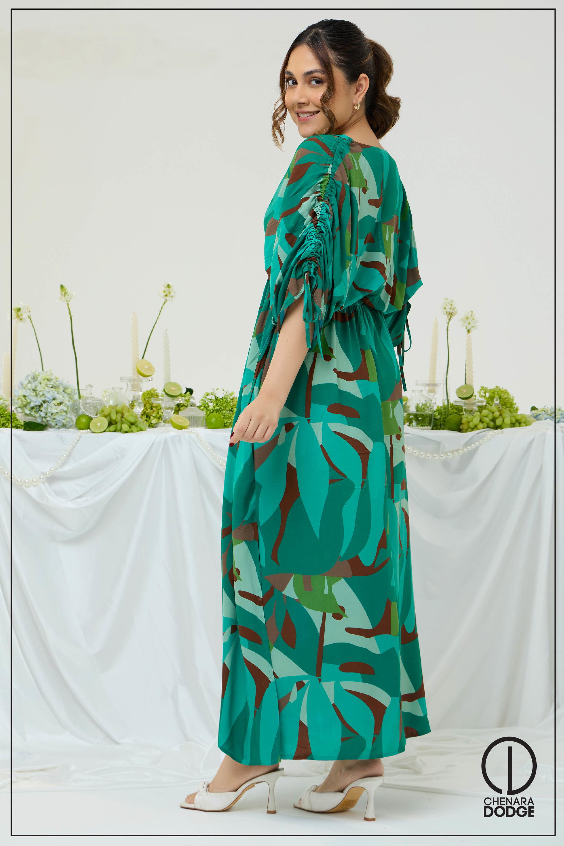 LYRA  RUCHED SLEEVE MAXI DRESS