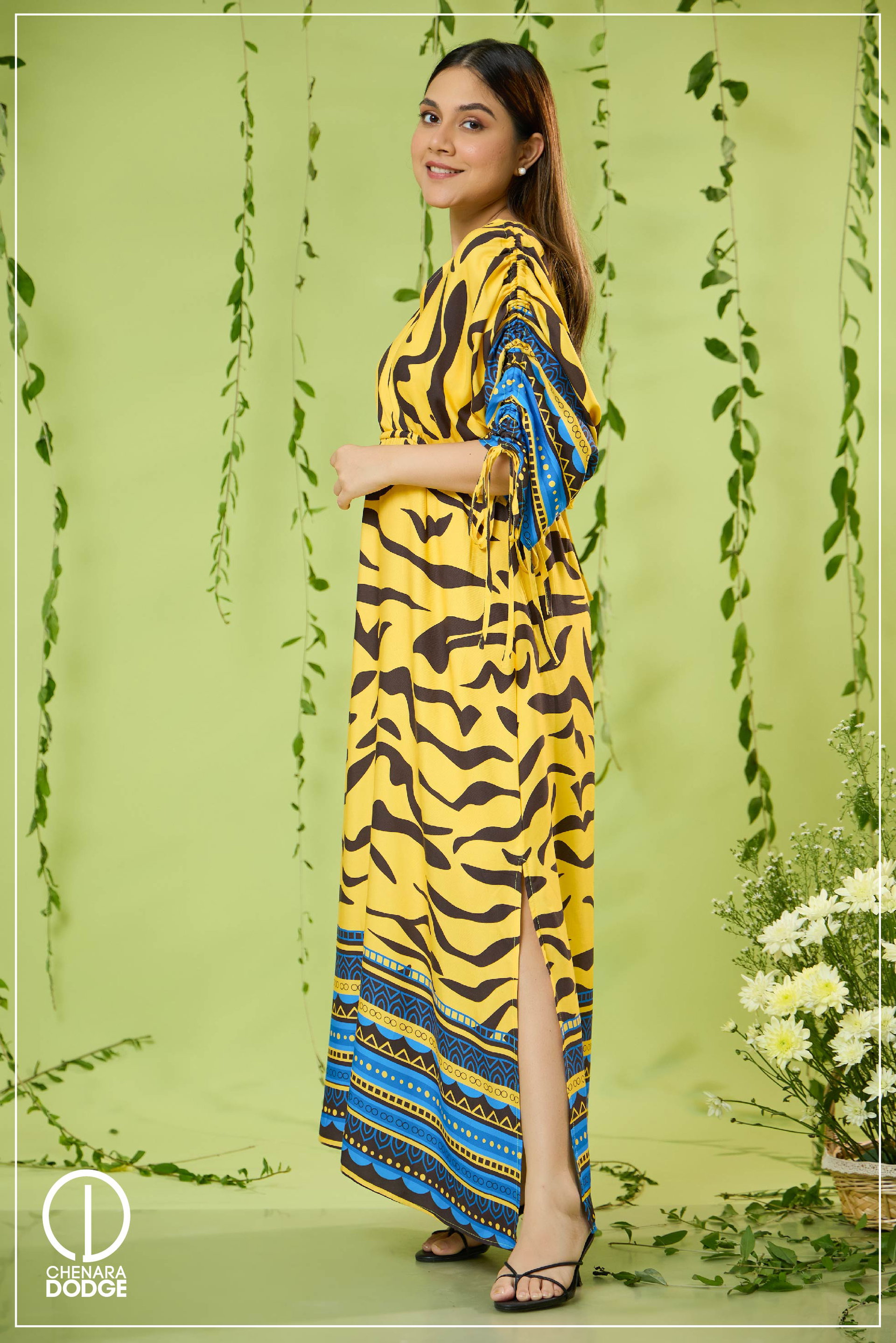 LYRA  RUCHED SLEEVE MAXI DRESS