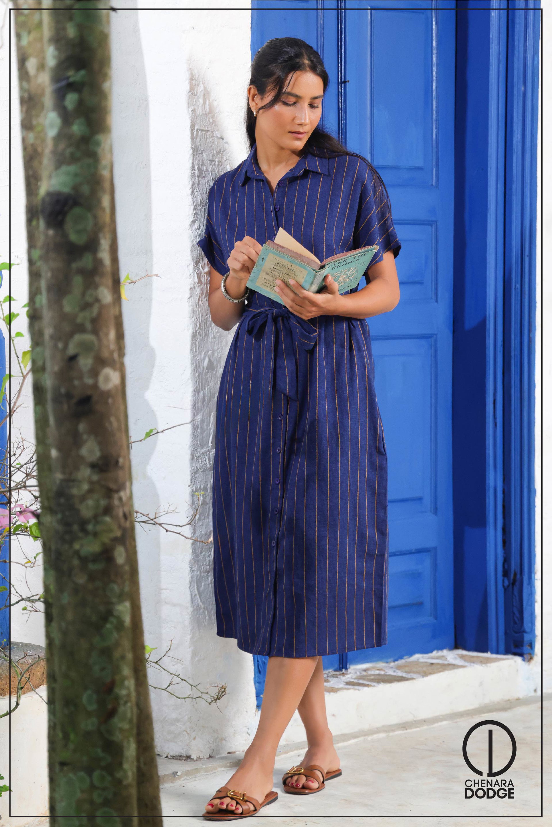 MIA FRONT TIE UP MIDI DRESS