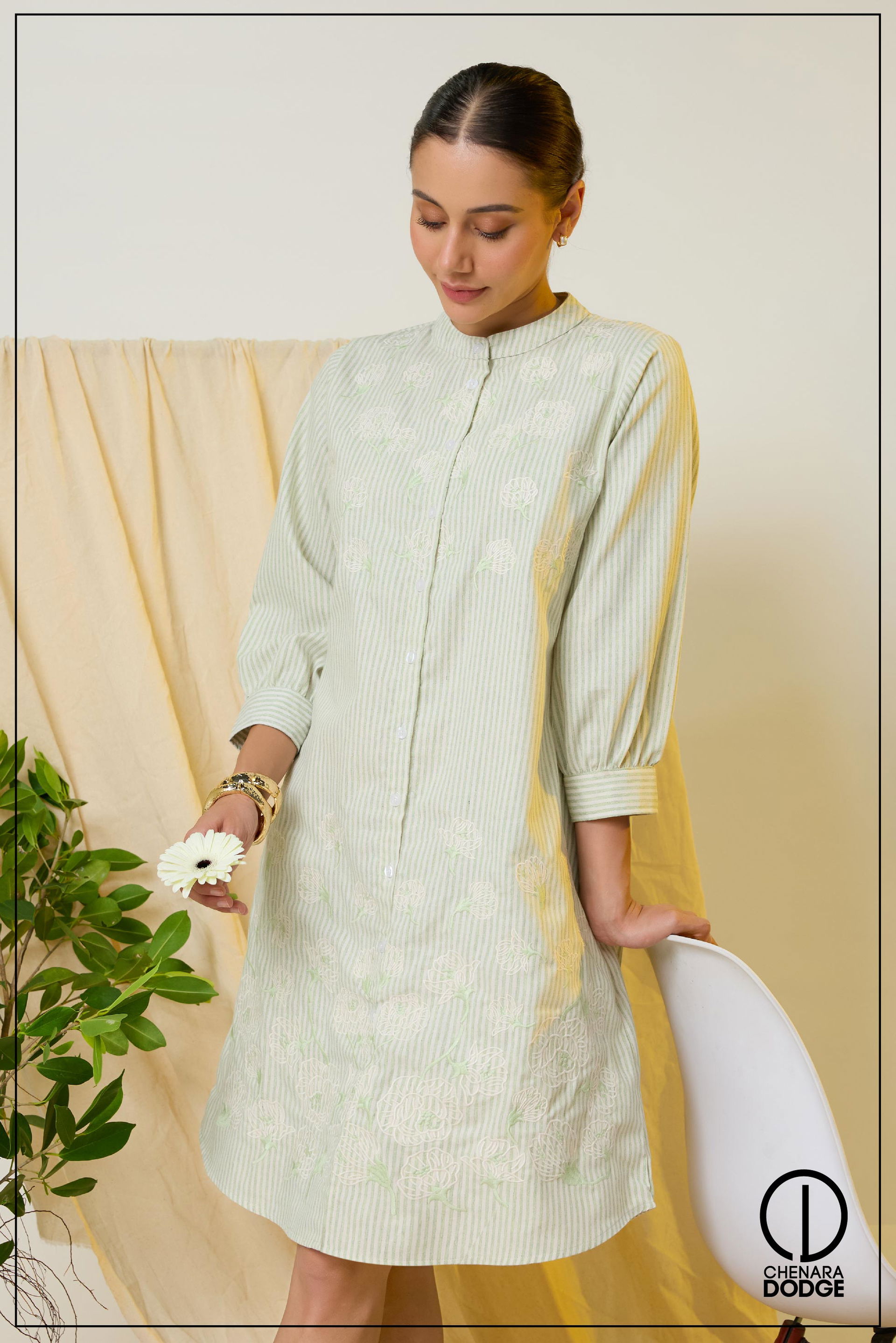 Green & White Stripe