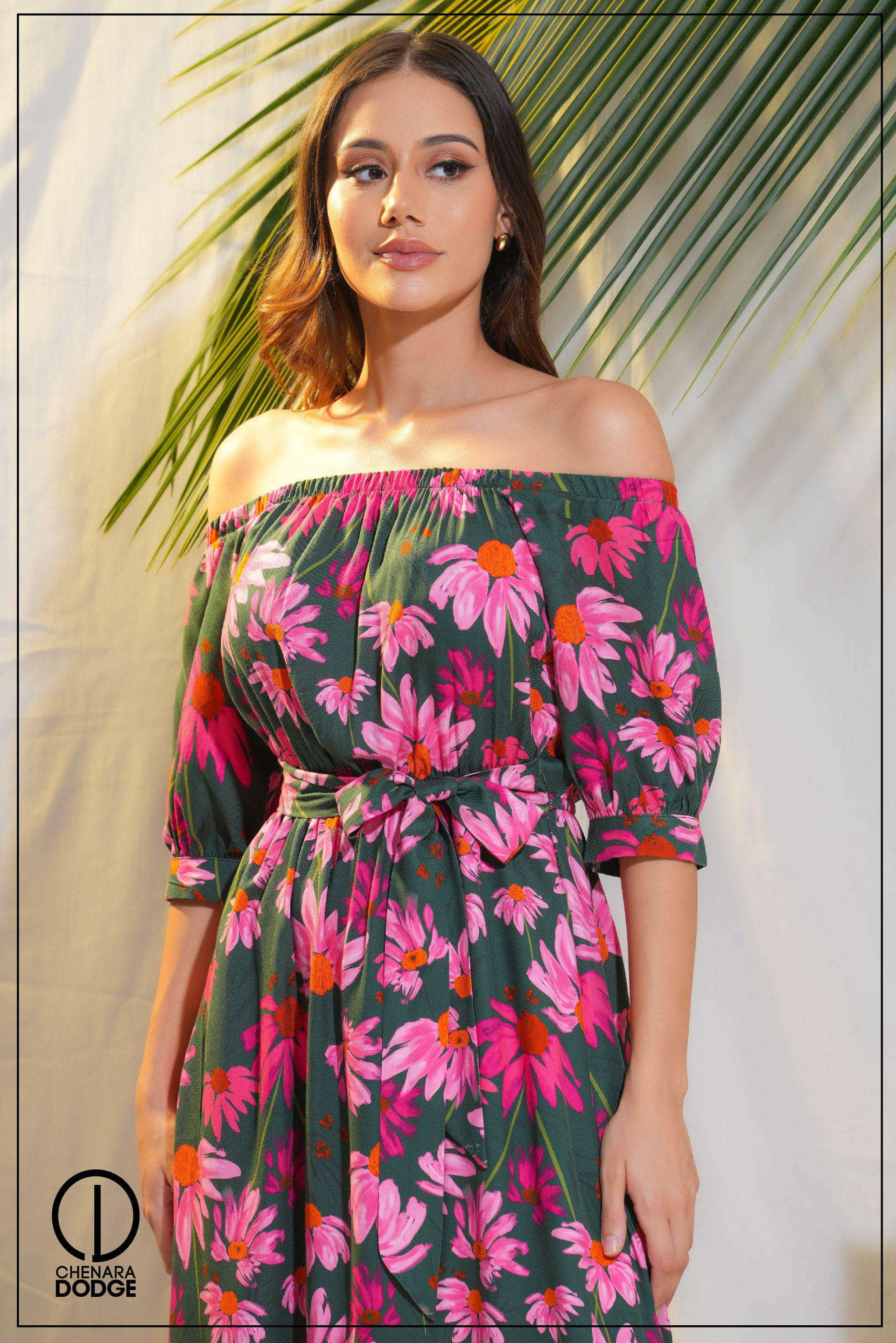 NINA OFF SHOULDER MIDI DRESS