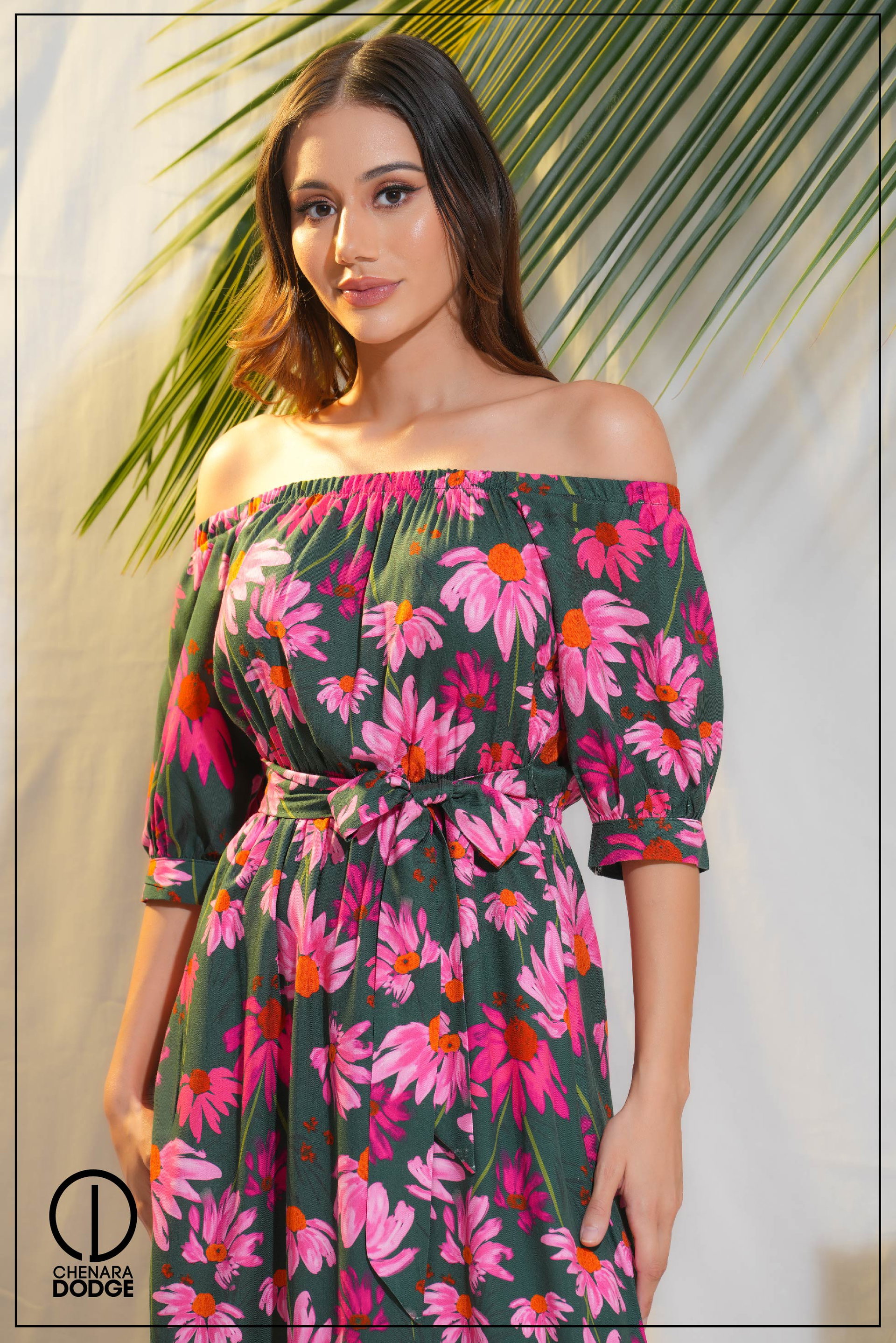 NINA OFF SHOULDER MIDI DRESS