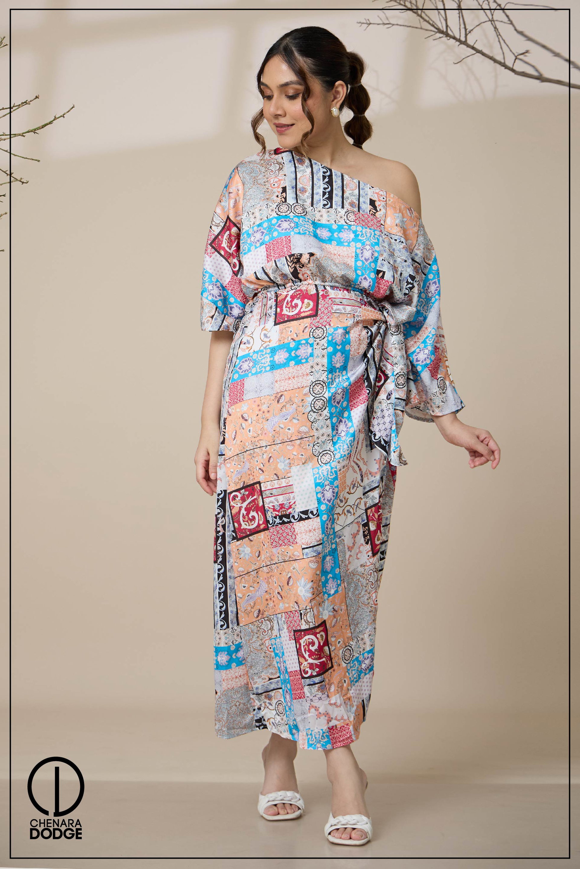 NINA ONE SHOULDER MIDI DRESS