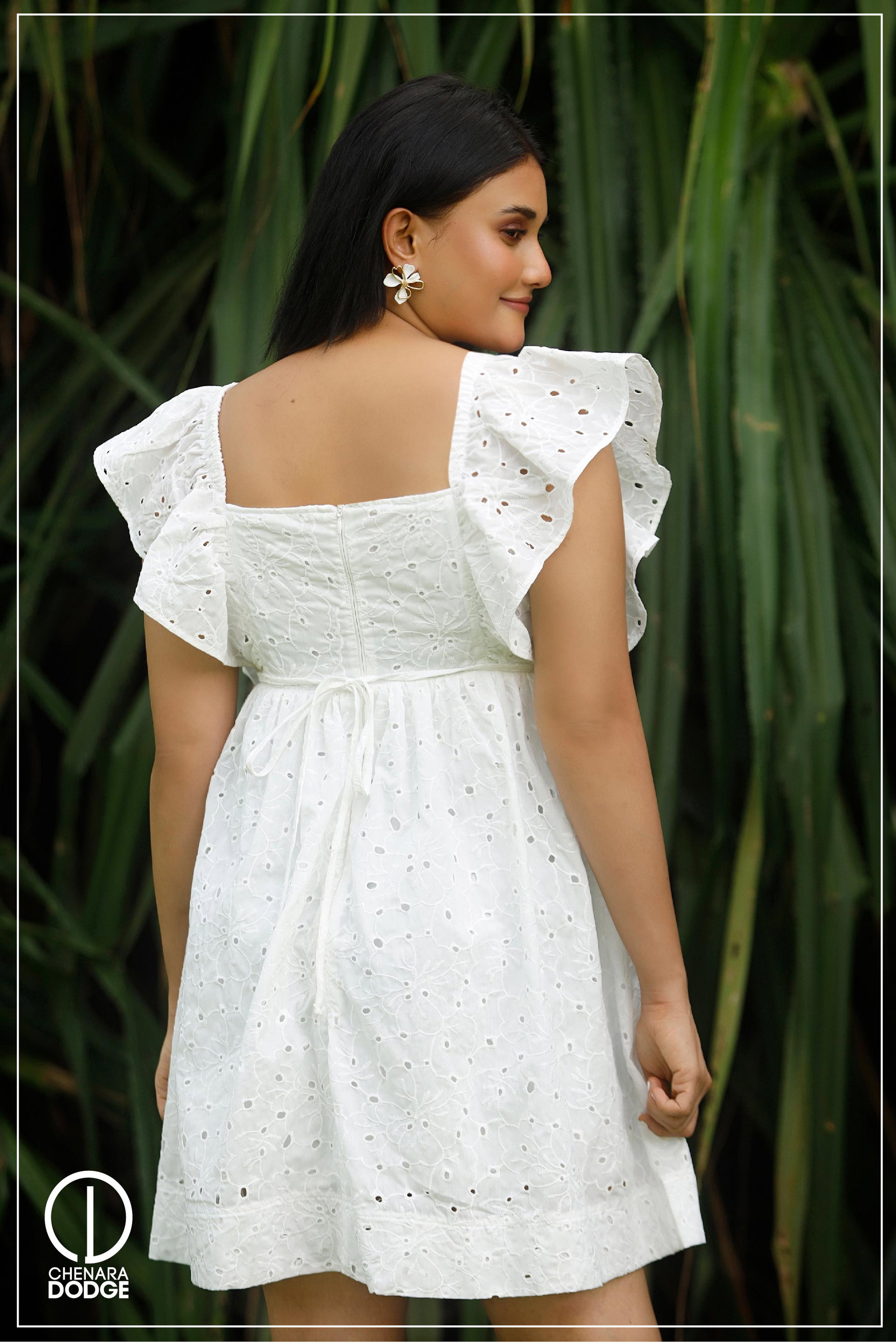 OLIVIA FLUTTER SLEEVE MINI DRESS