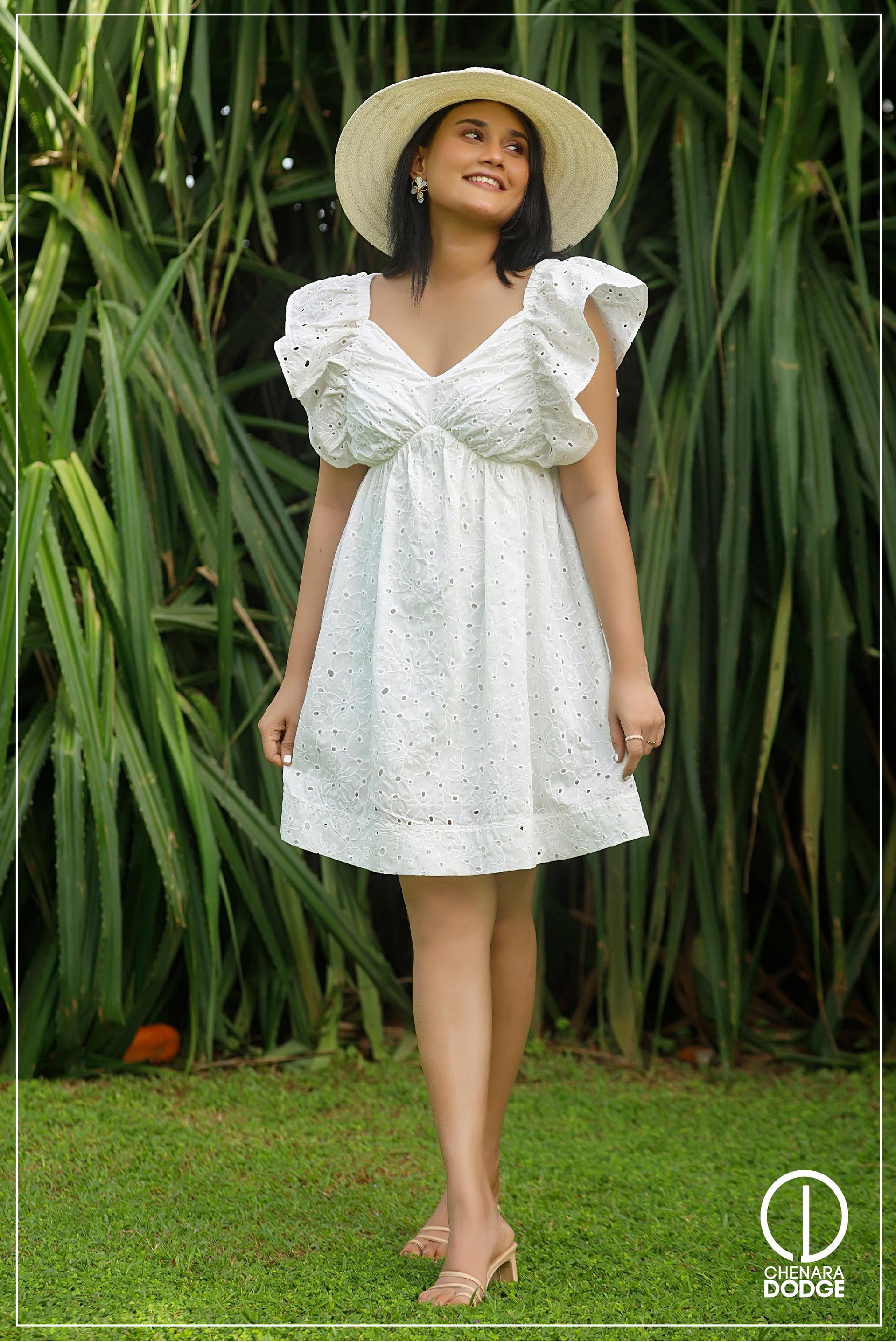 OLIVIA FLUTTER SLEEVE MINI DRESS