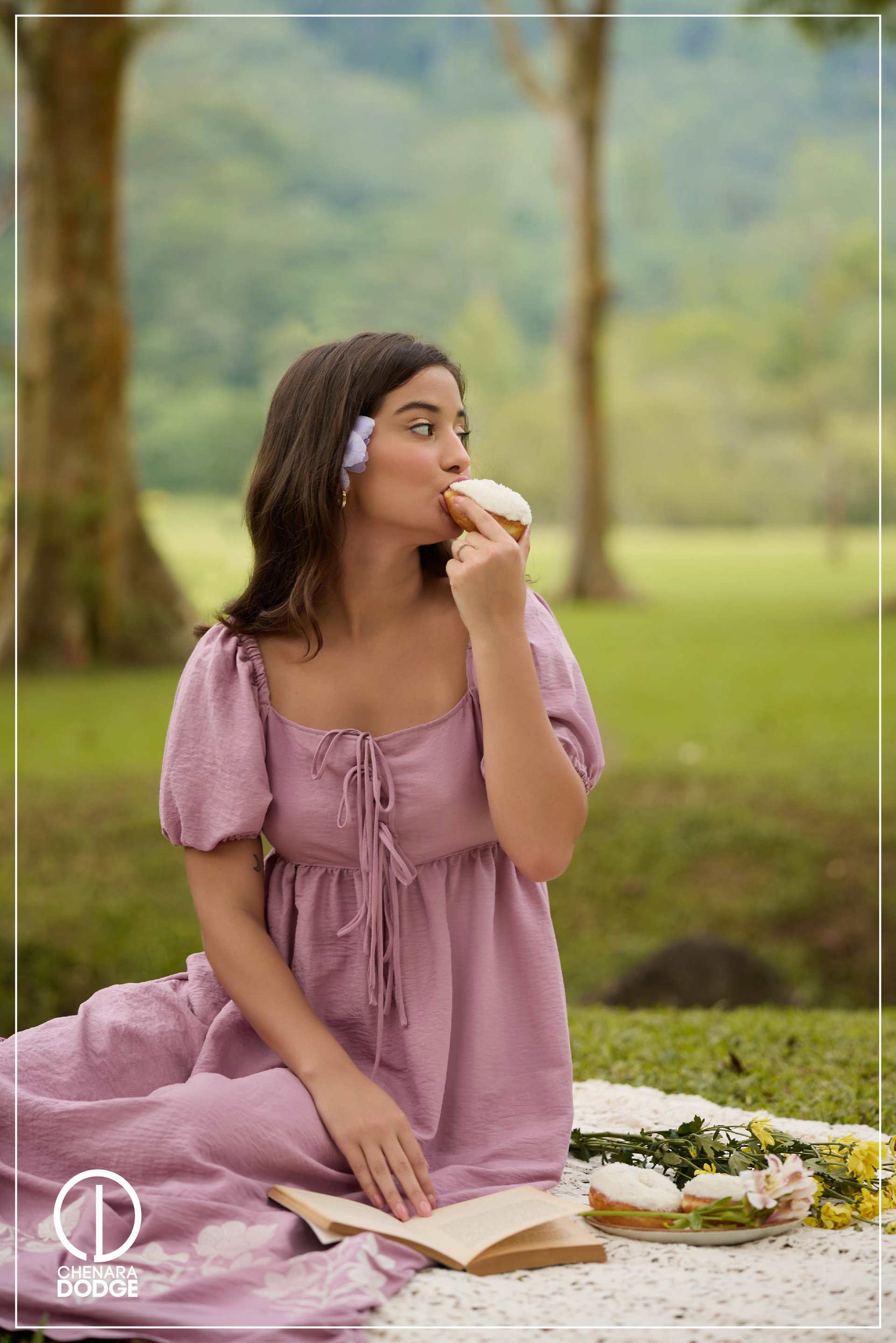 OLIVIA FRONT EMB TIE UP MAXI DRESSS