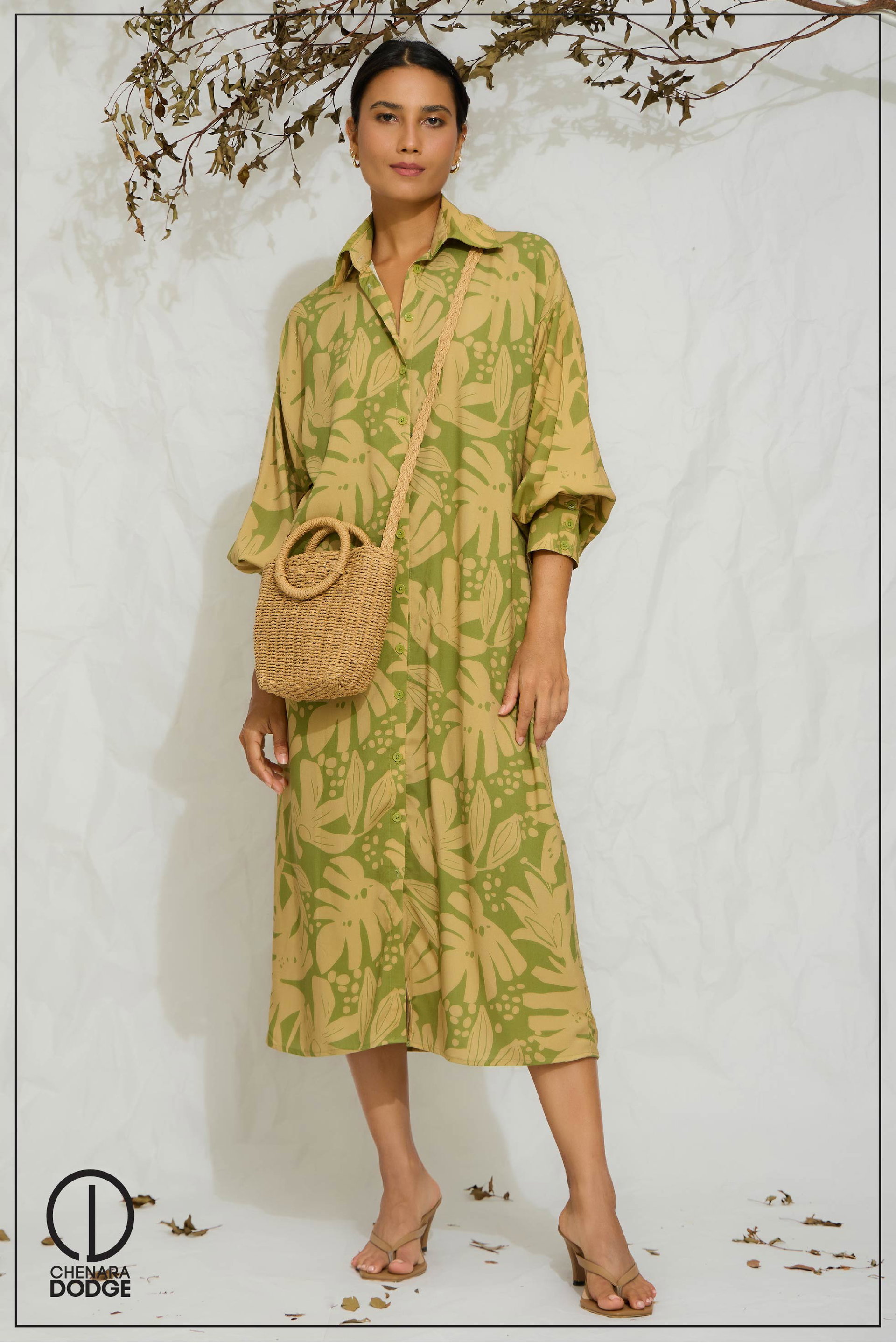 ROSE SHIRT MIDI DRESS