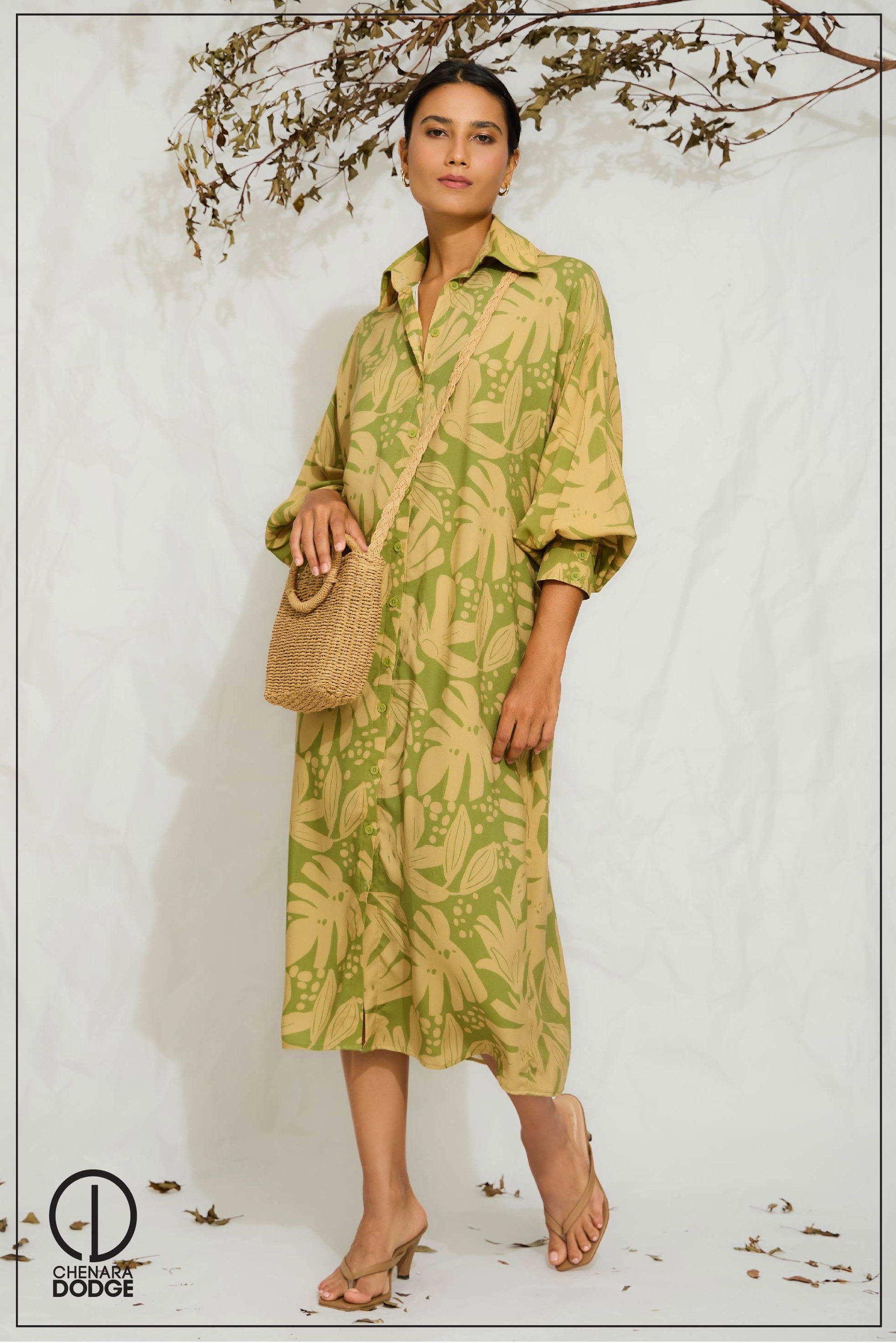 ROSE SHIRT MIDI DRESS