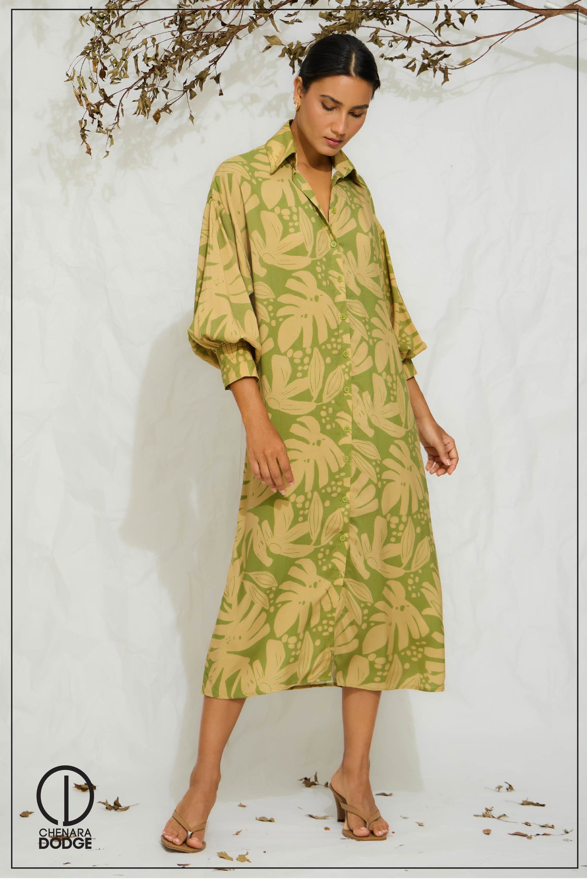 ROSE SHIRT MIDI DRESS